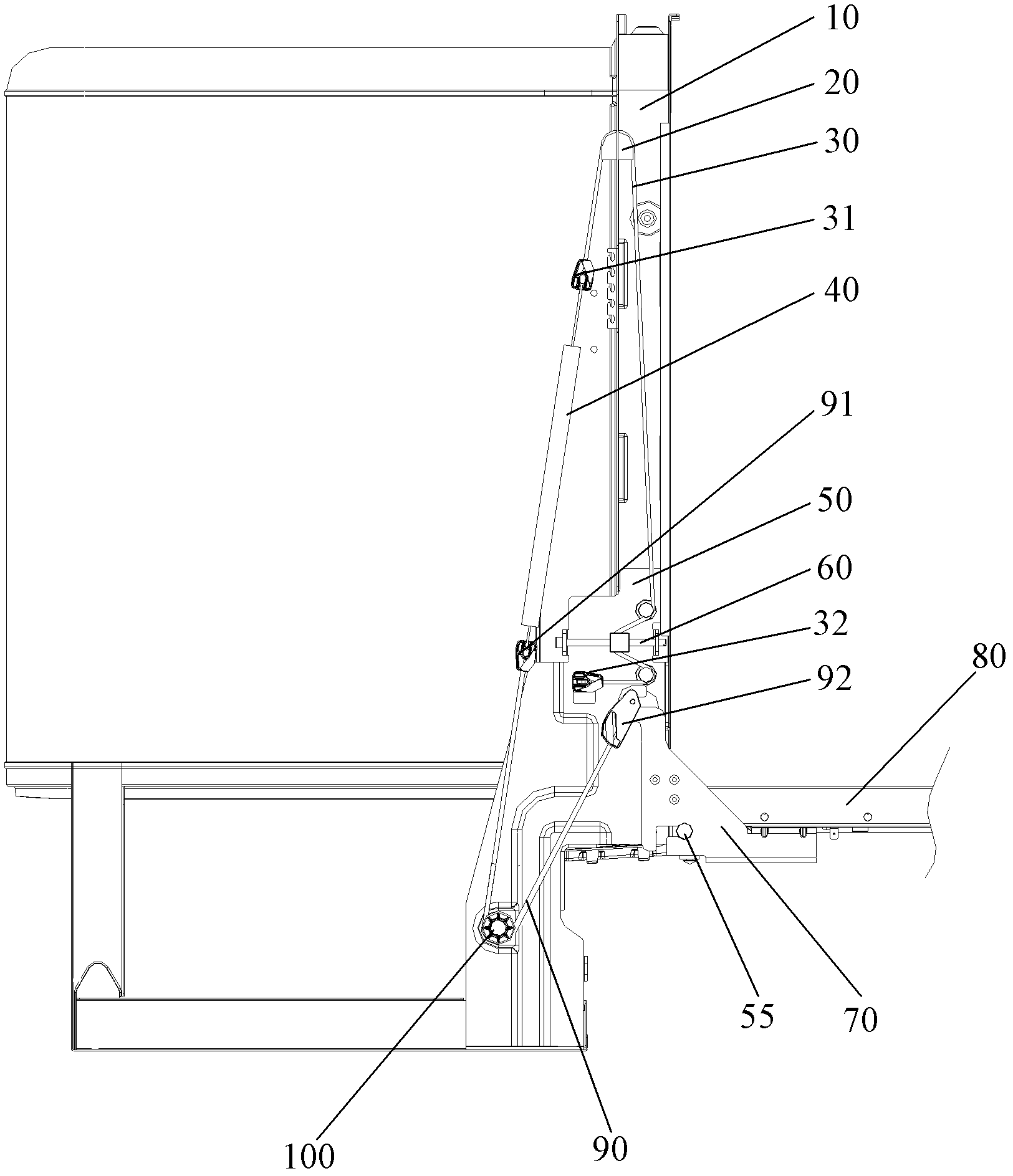 Door body adjusting device for embedded dish washing machine