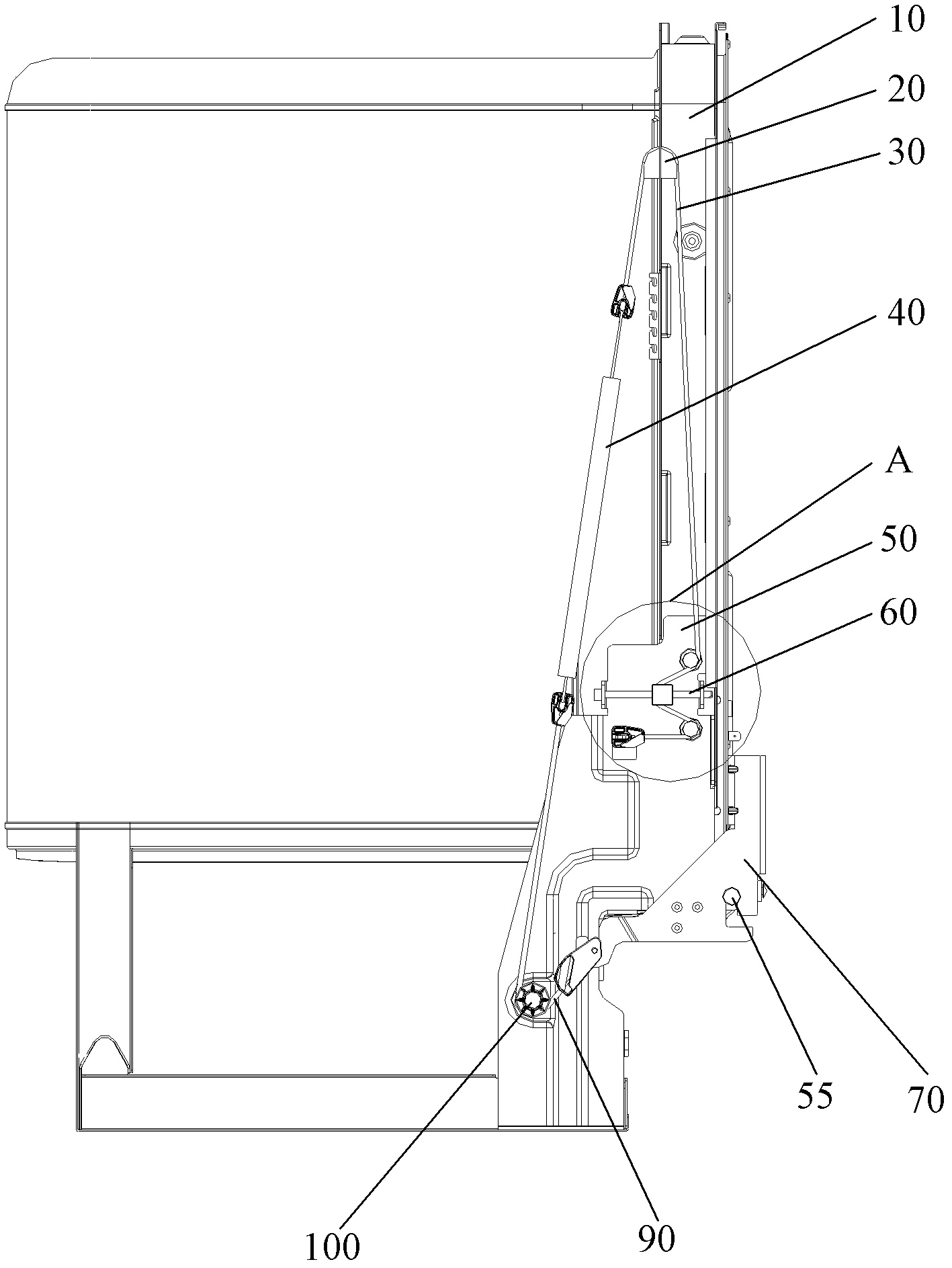 Door body adjusting device for embedded dish washing machine