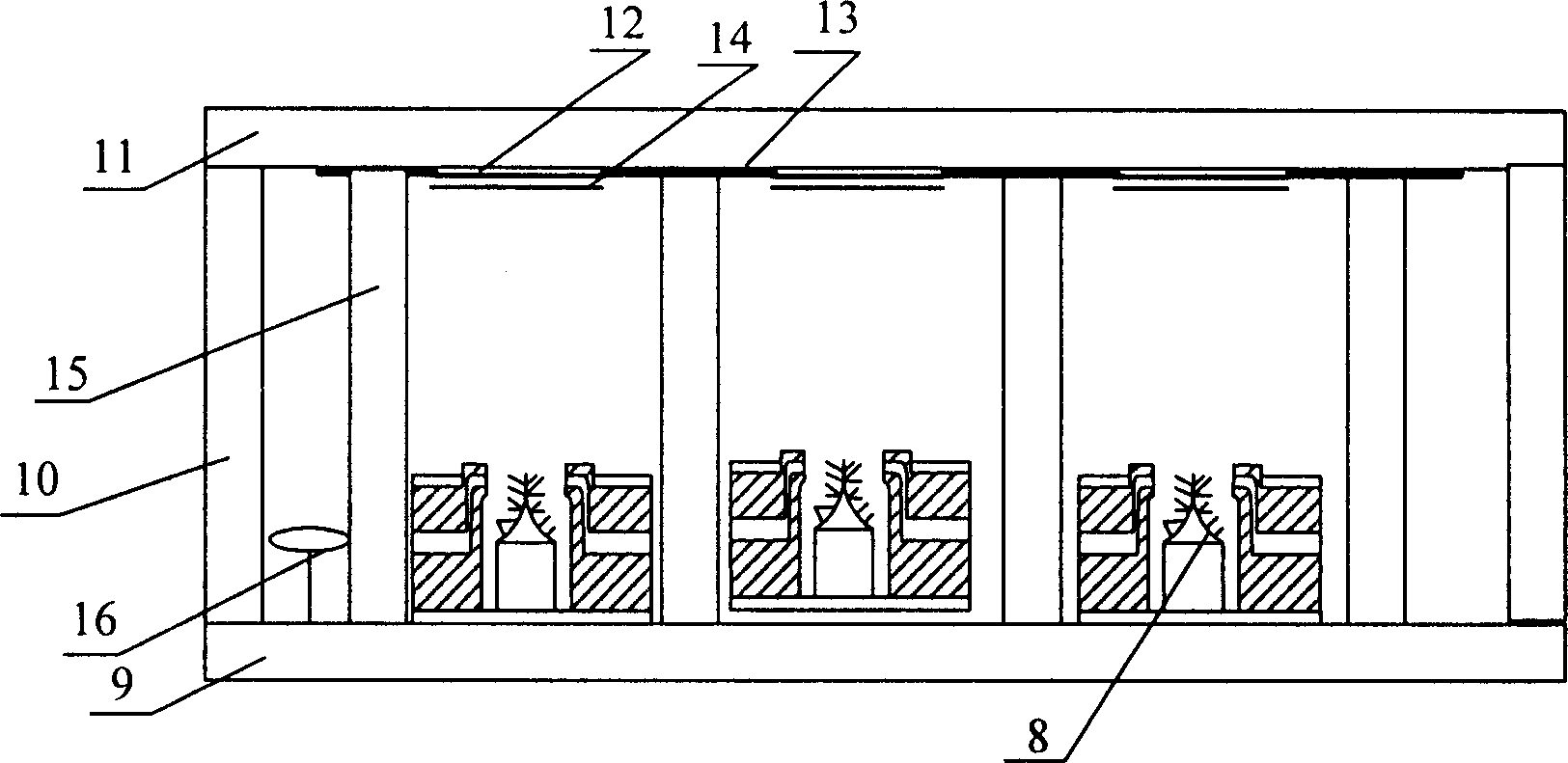 Flat panel display with integrated double flat grid array structure and its producing process