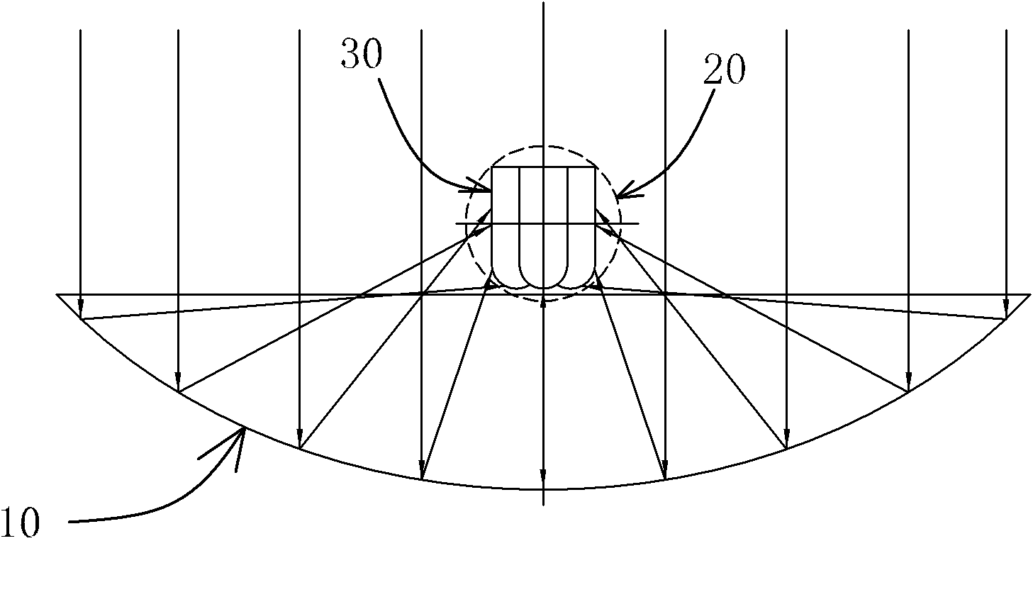 Stationary reflecting surface concentrating solar boiler