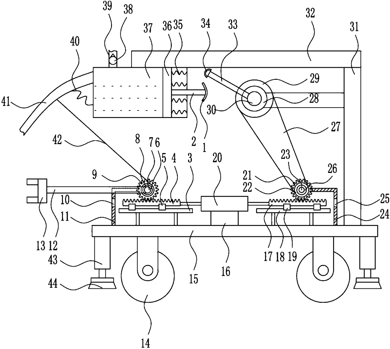 High-safety baby carriage disinfection device