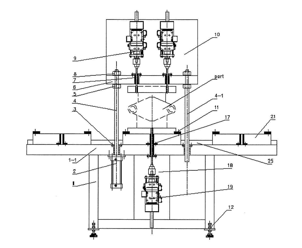 Four-directional drilling machine