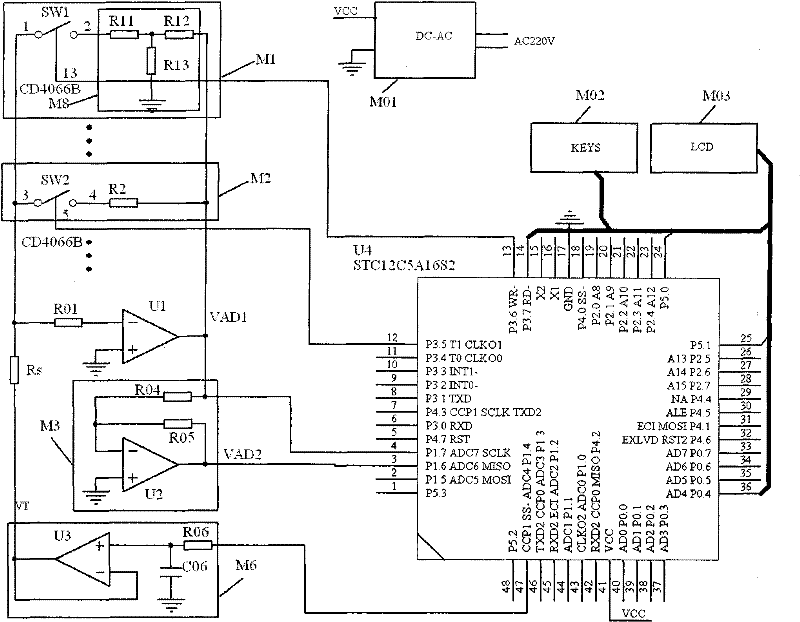 Wide-range precise measuring circuit for resistance of nano sensor and method