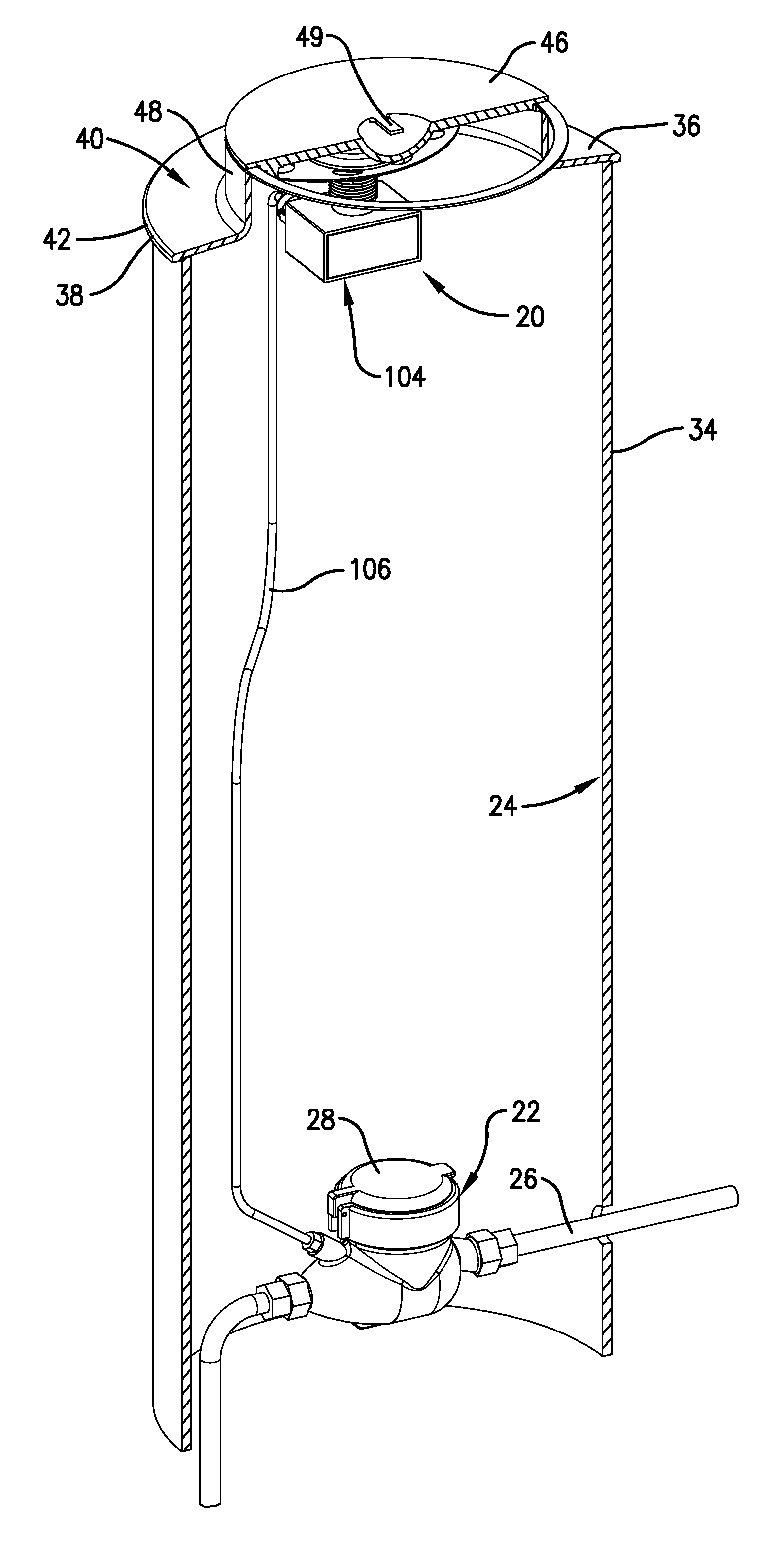 Water meter mounting bracket system and method