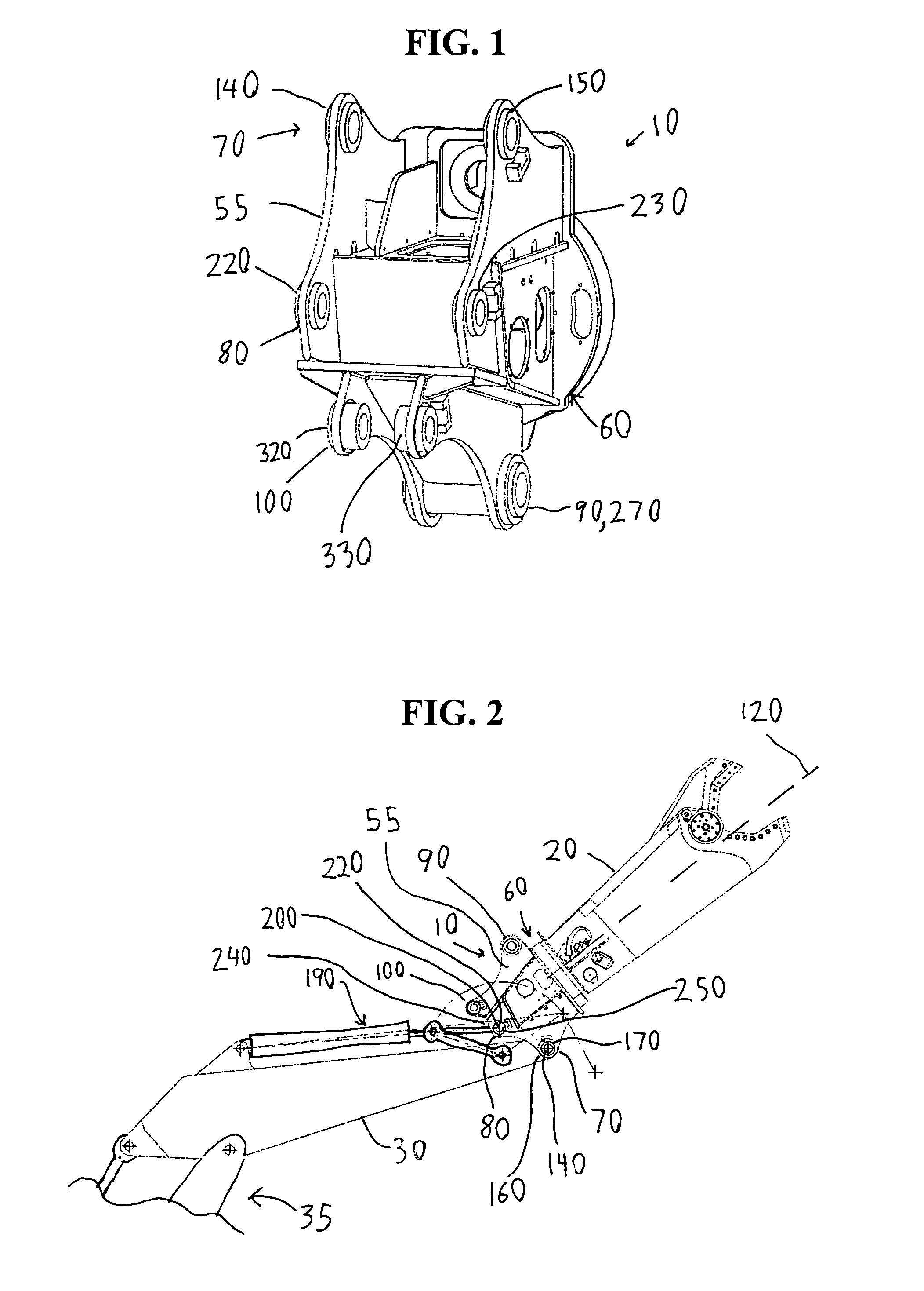 Multiple mounting bracket for a mobile processor attachment mounted on a hydraulic excavator