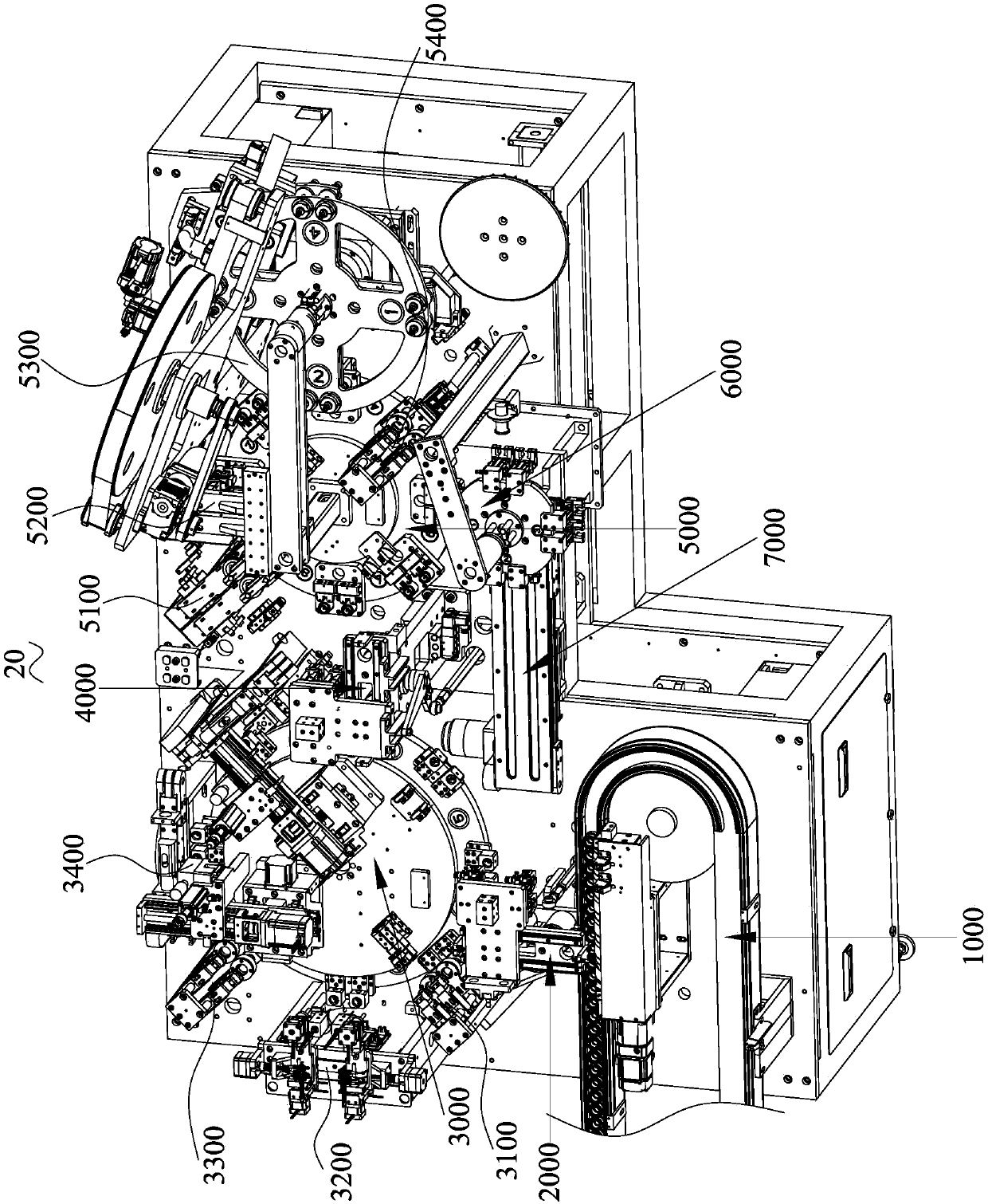 Equipment for achieving welding of plate lug at electric core bottom and steel shell