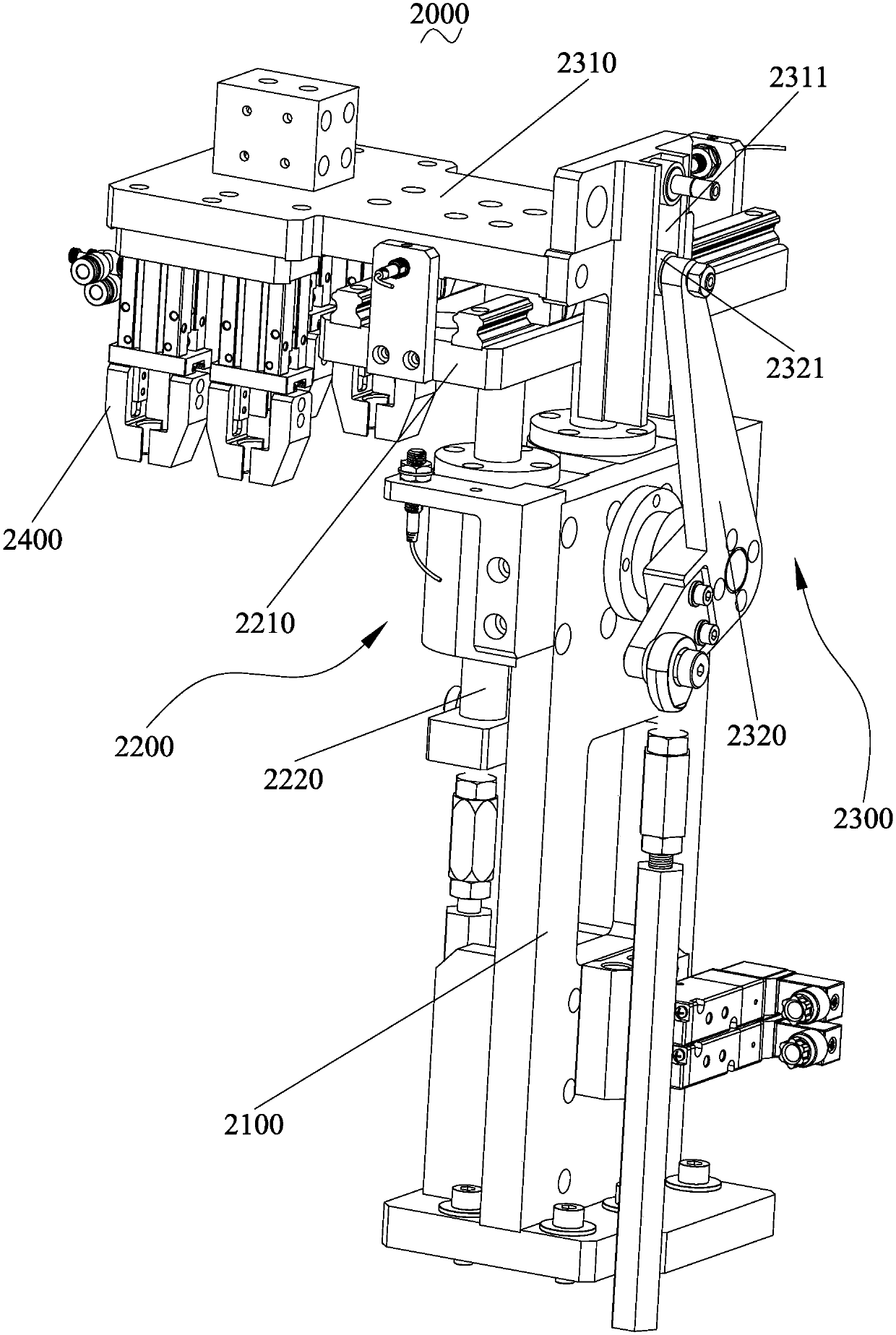 Equipment for achieving welding of plate lug at electric core bottom and steel shell