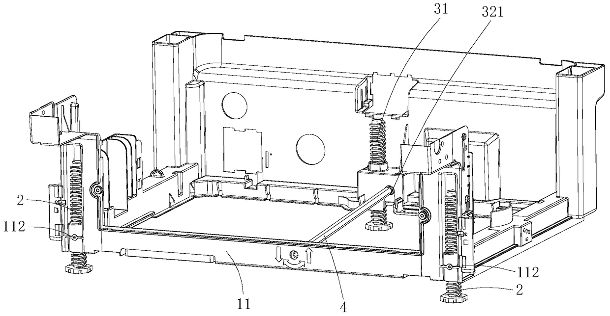 Height adjustment and positioning structure of household appliances