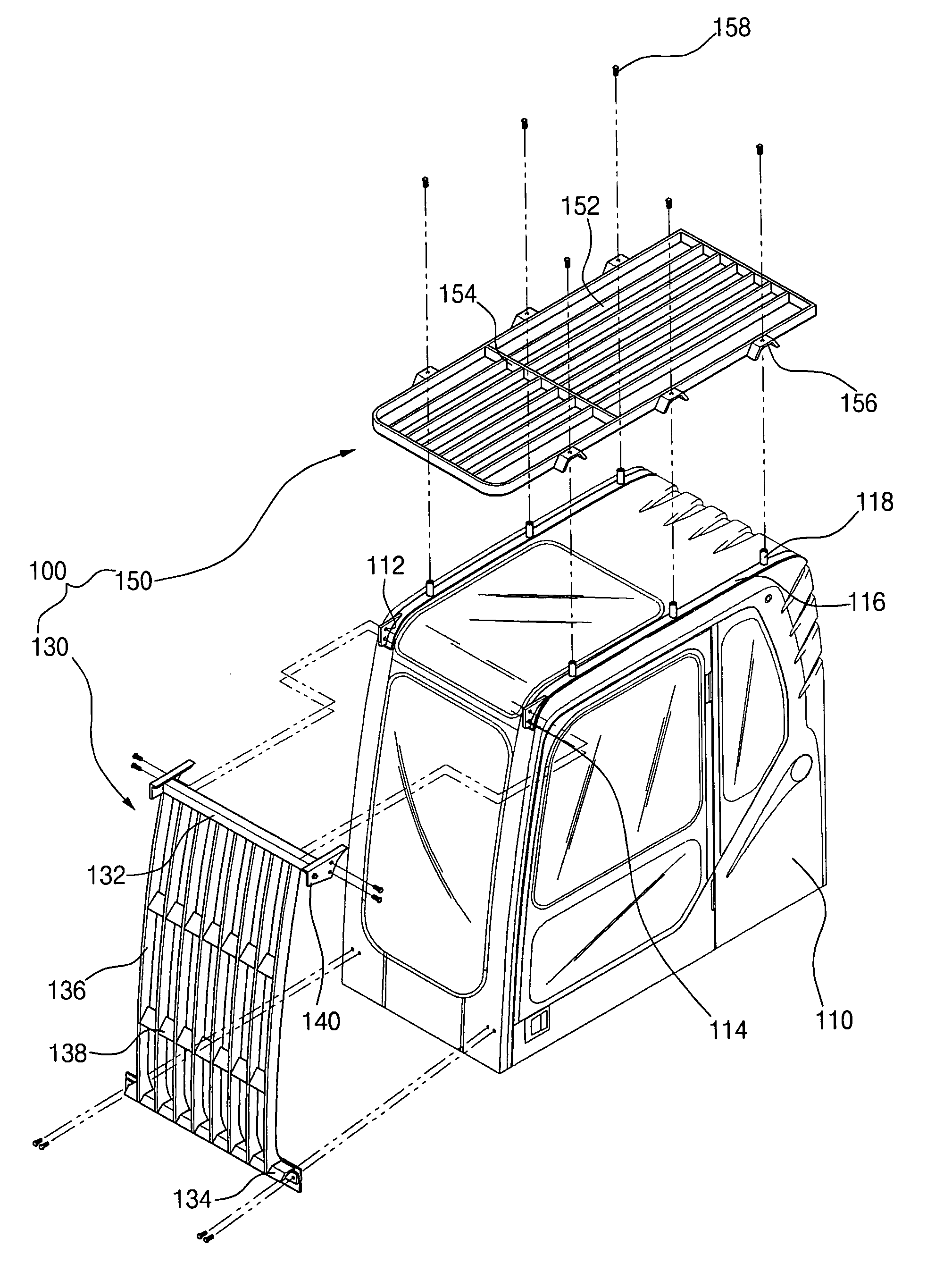 Operator protective structure installed on cabin of construction machine