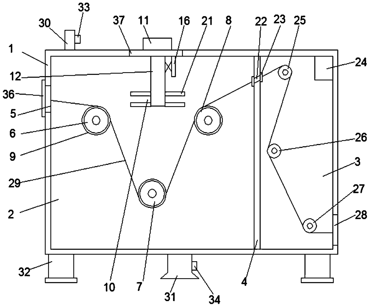 Integrated device for cleaning, sterilizing and drying textile cloth