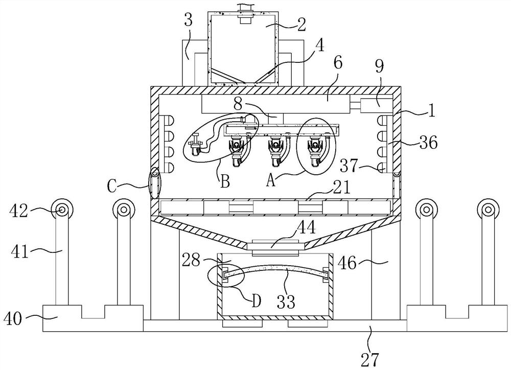 A sandblasting operation device for wood product production and processing