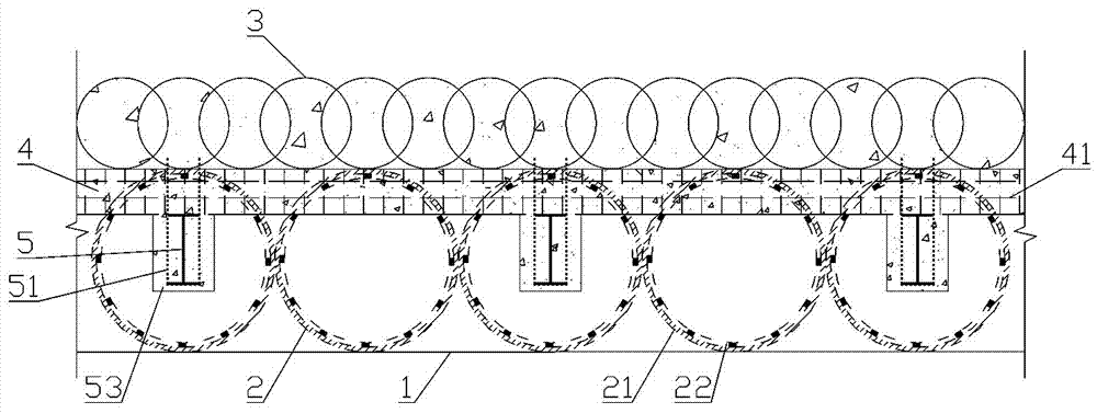 Profile steel outer arrangement and rear inserting type dual-row pile foundation pit supporting system and construction method thereof