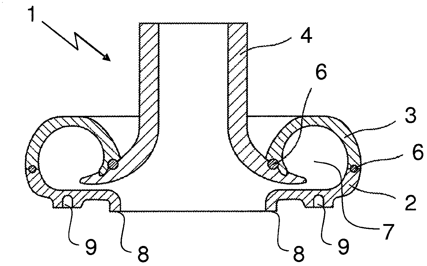 Plastic housing of radial flow compressor