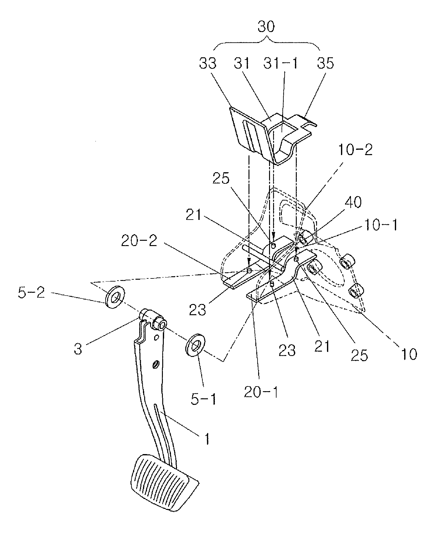 Driver's injury prevention type pedal