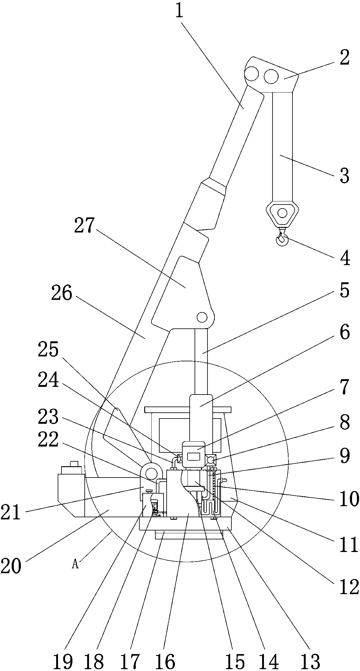 Hydraulic system of crane