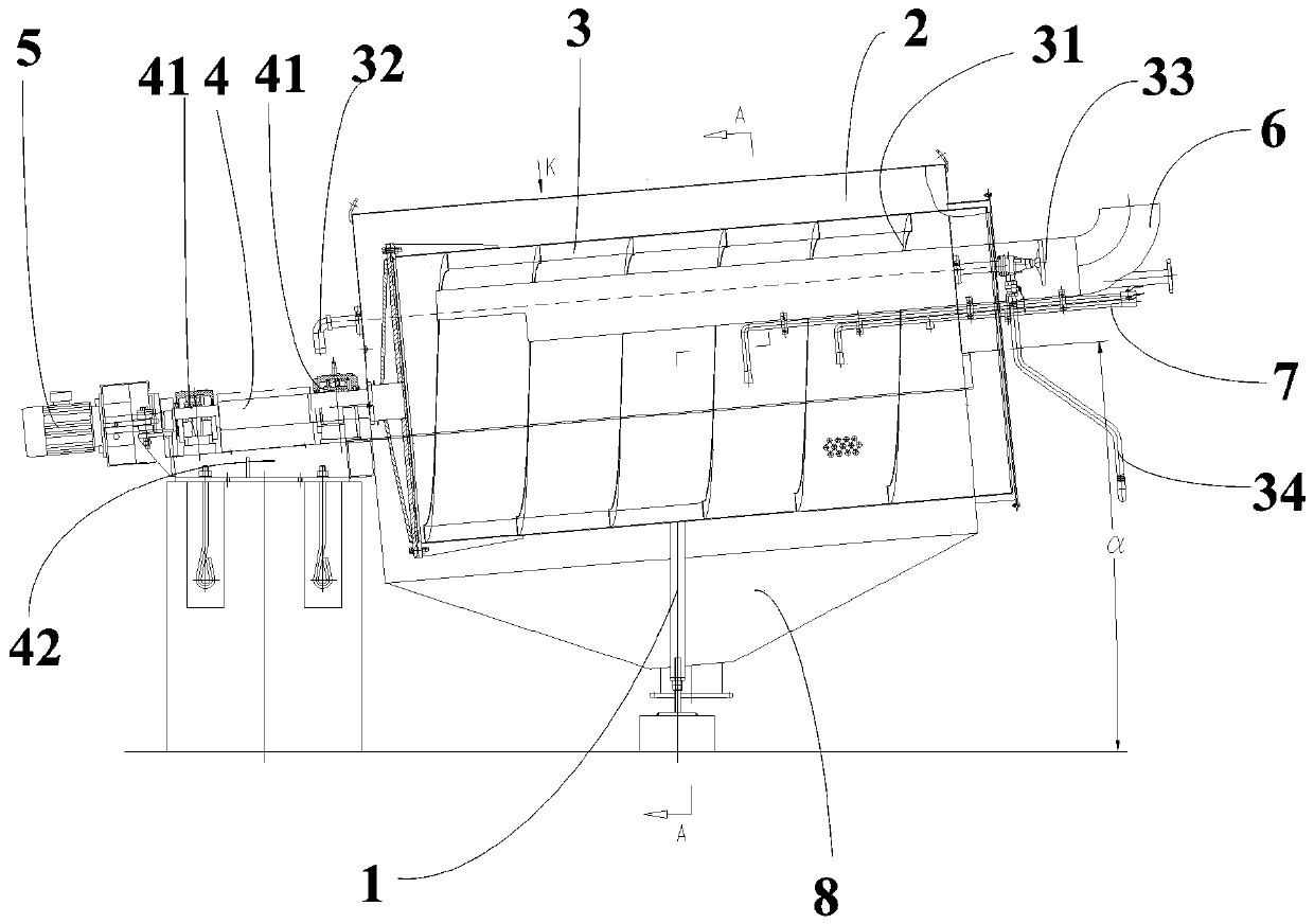 Inclined cylinder screening machine for pulping industry