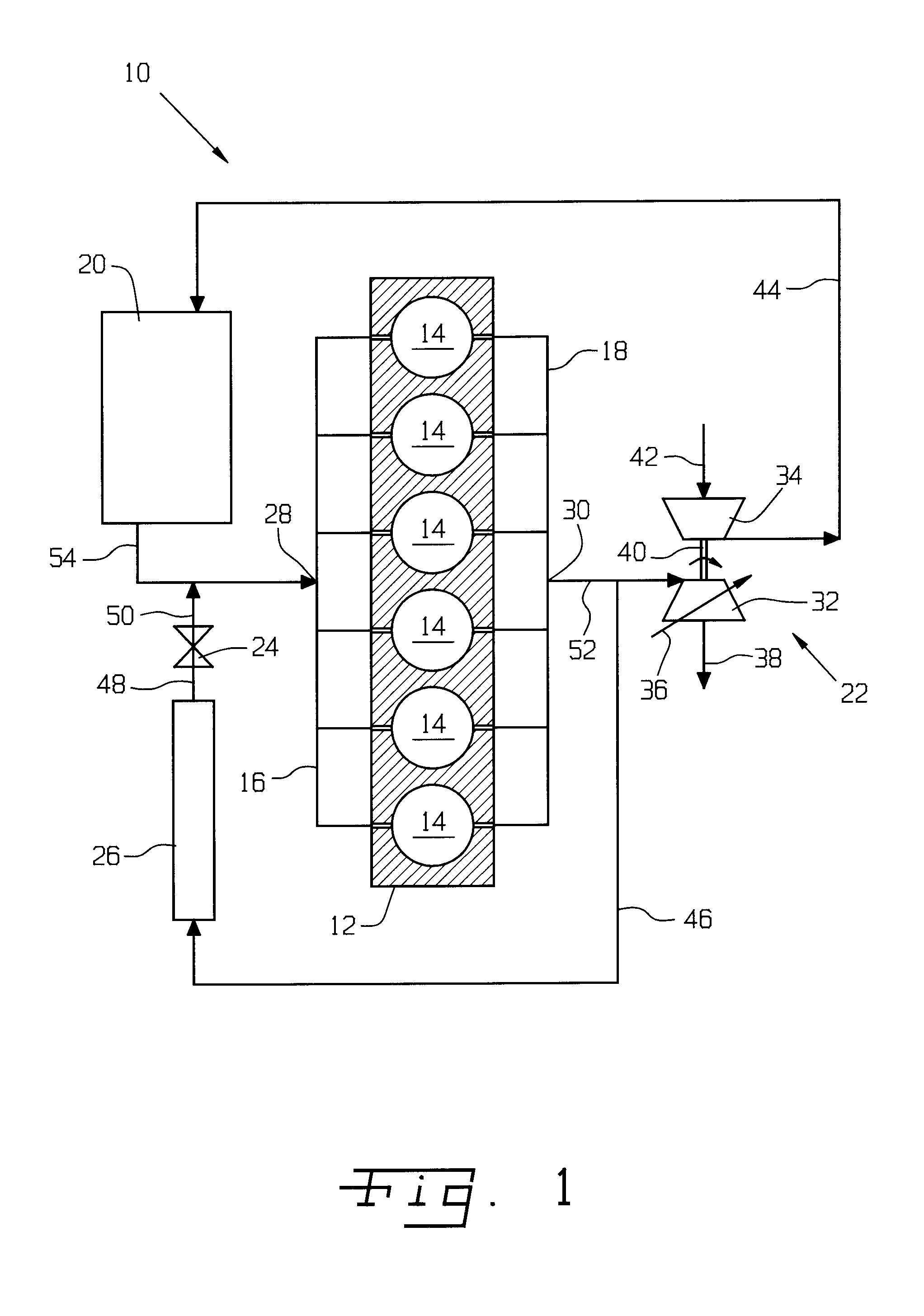 Turbocharged internal combustion engine with egr system having reverse flow