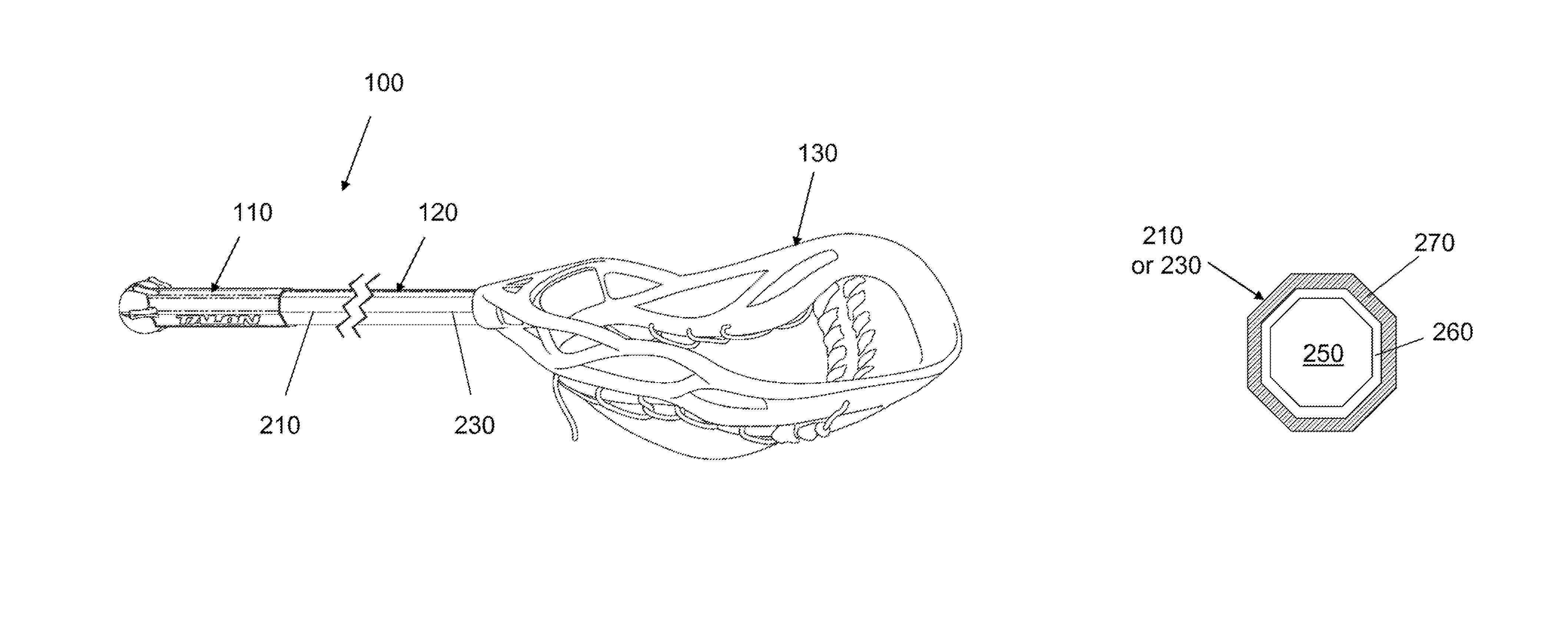 Structured lacrosse stick