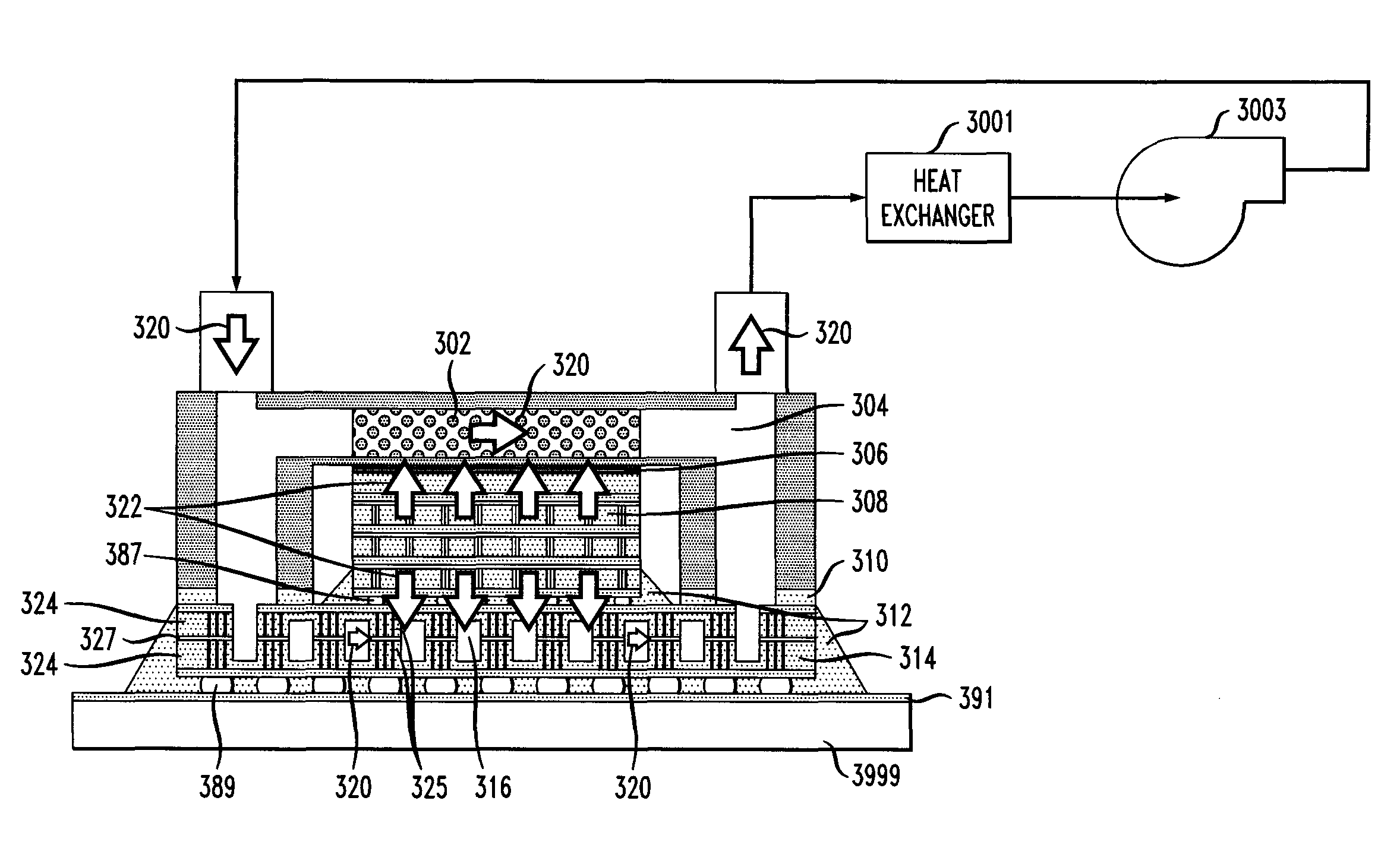 Double-face heat removal of vertically integrated chip-stacks utilizing combined symmetric silicon carrier fluid cavity and micro-channel cold plate