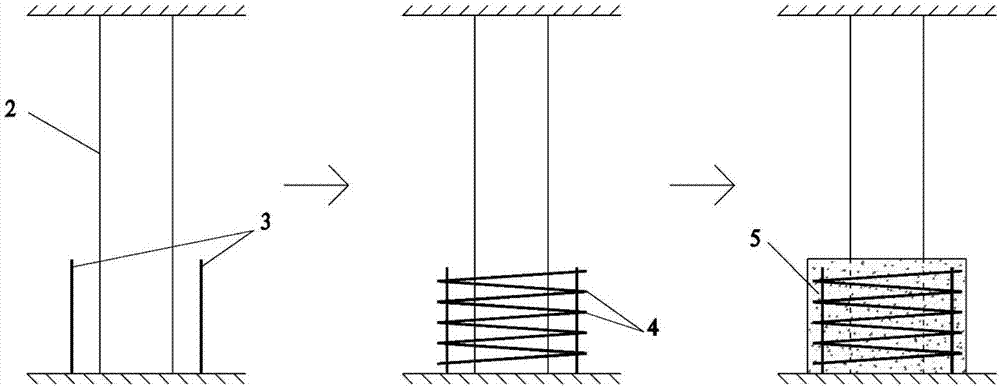 Spiral stirrup reinforcing structure for reinforced concrete column and construction method thereof