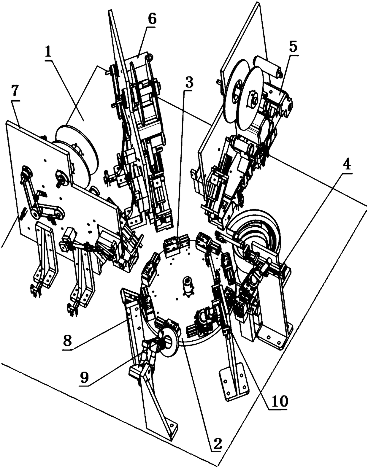 Rotary table type full-automatic labeling system of mini-type contactor