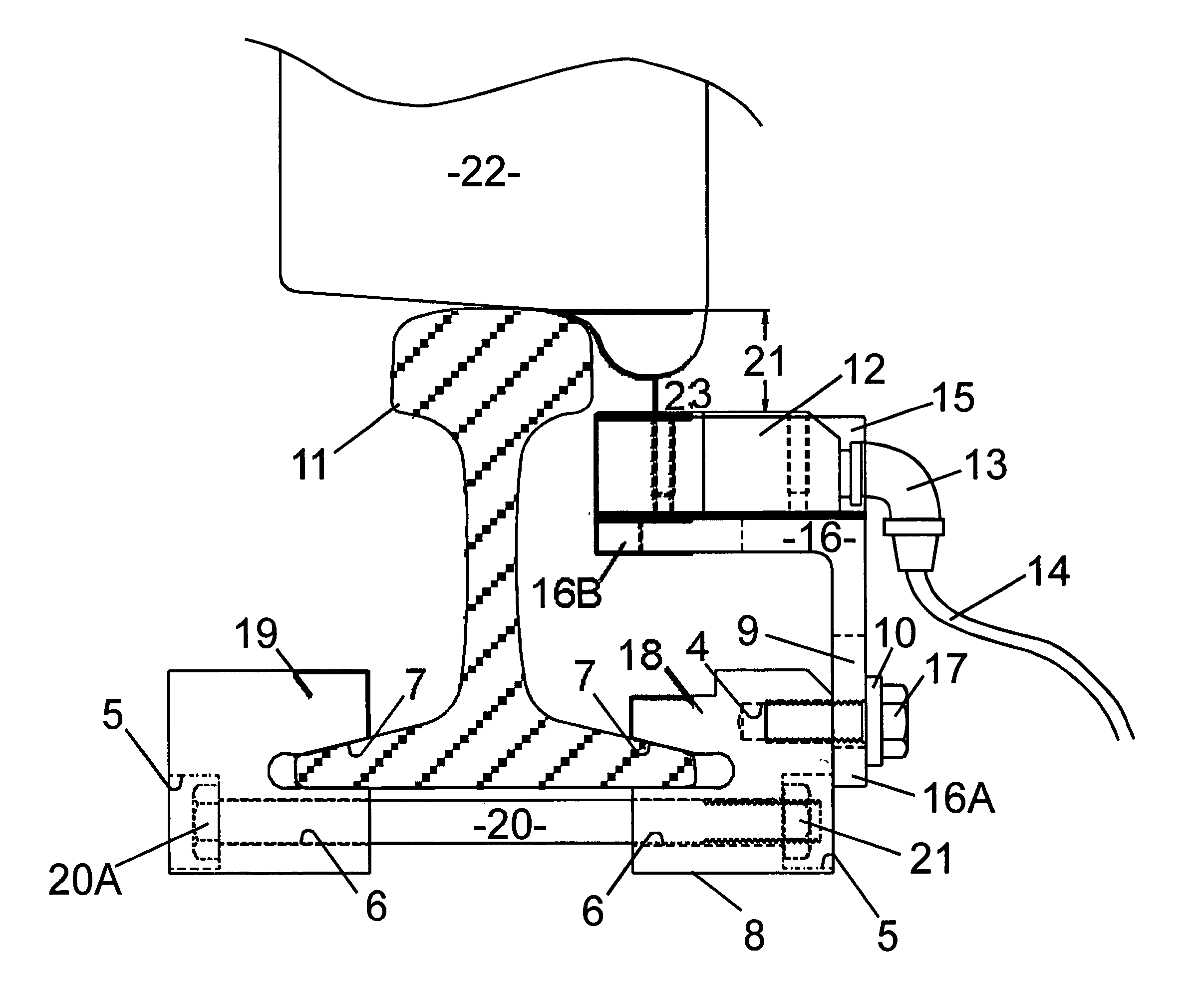 Wheel sensor assembly for rail base mounting