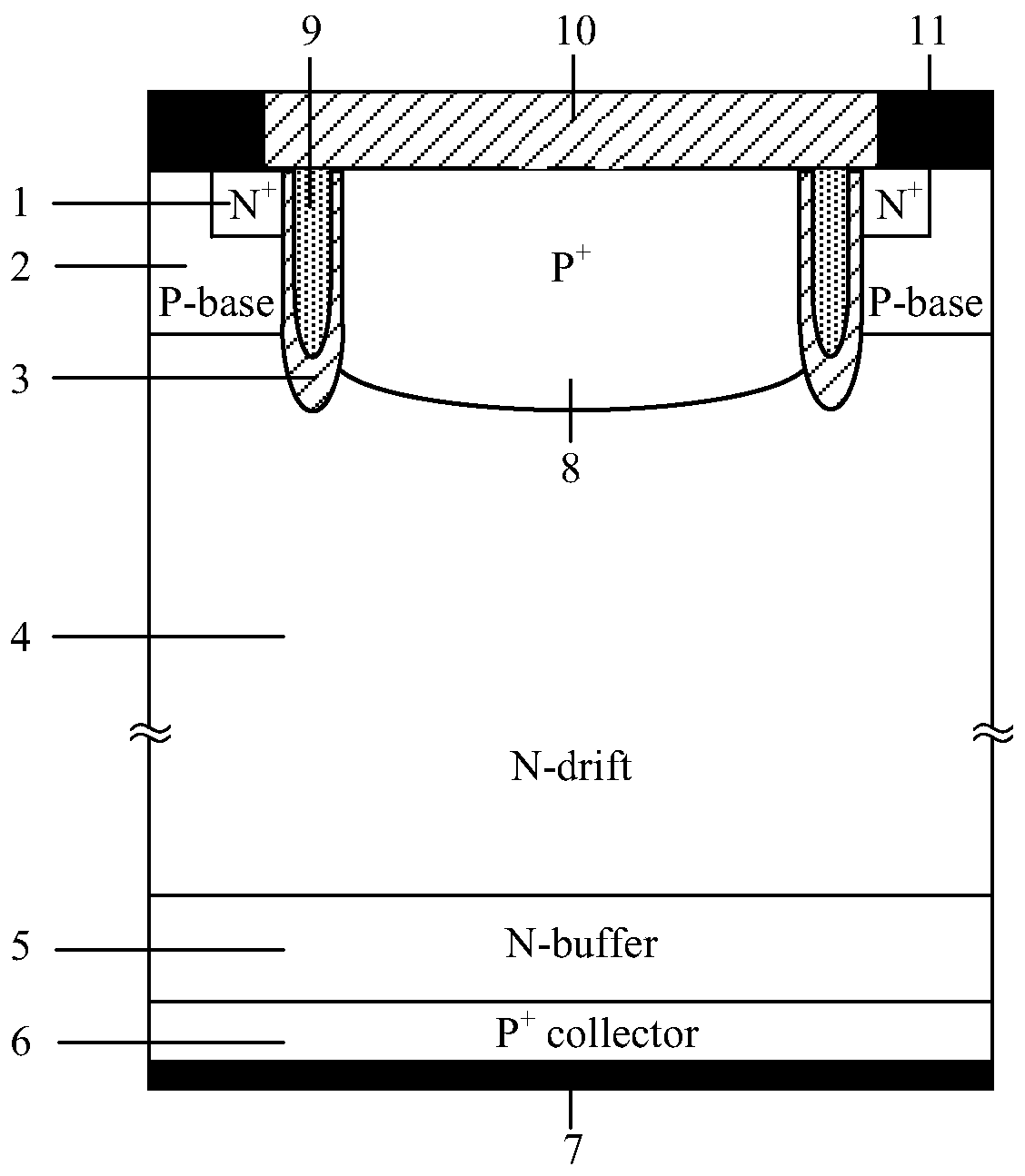 A carrier-enhanced igbt device with optimized electric field in the body