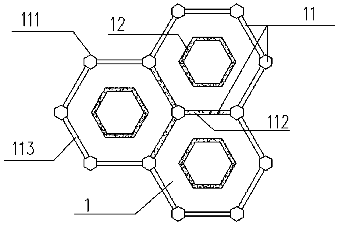 Super high-rise tower structure system with honeycomb cluster arrangement of hexagonal cylinders