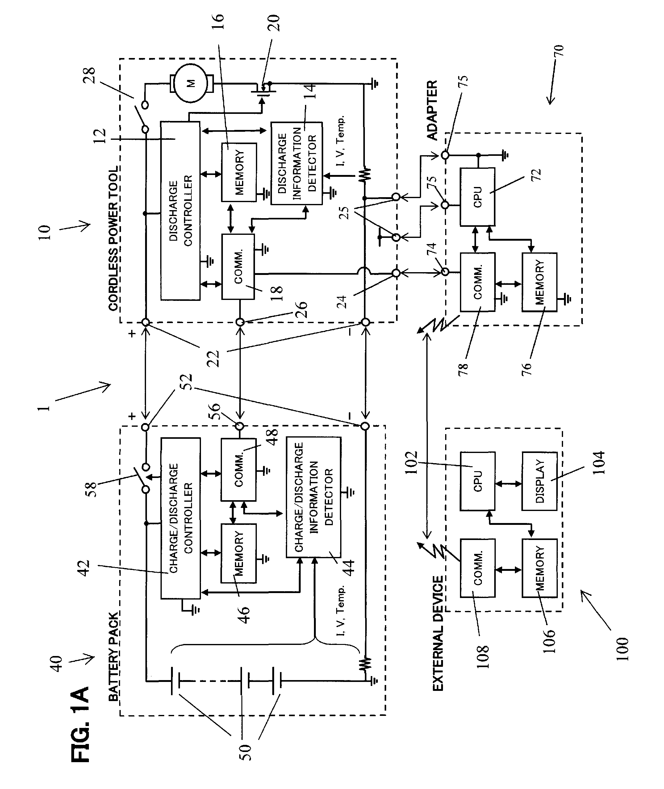 Adapter for power tools, power tool system and method for wirelessly communicating maintenance information therefor