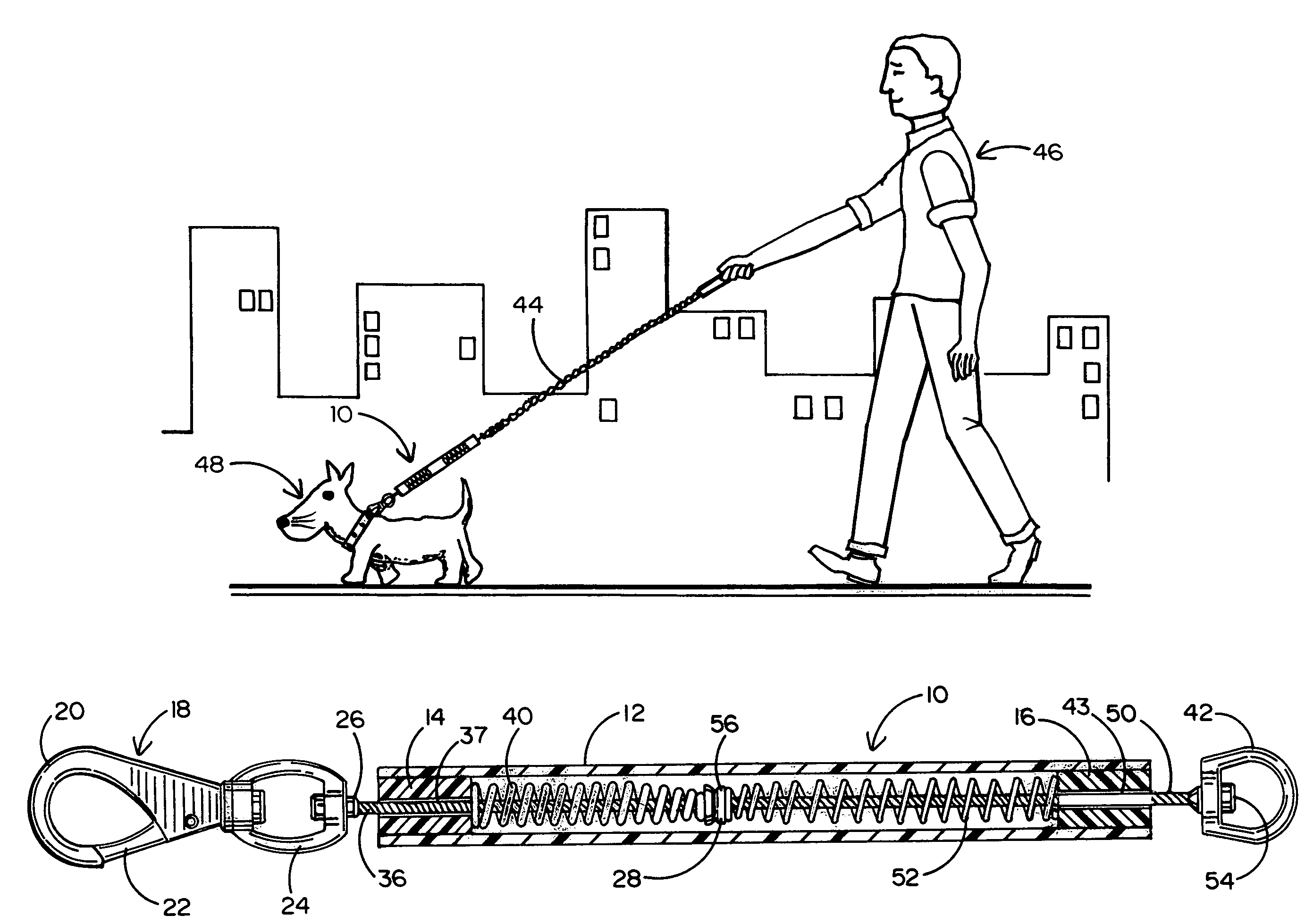 Shock absorber for attachment to a dog leash