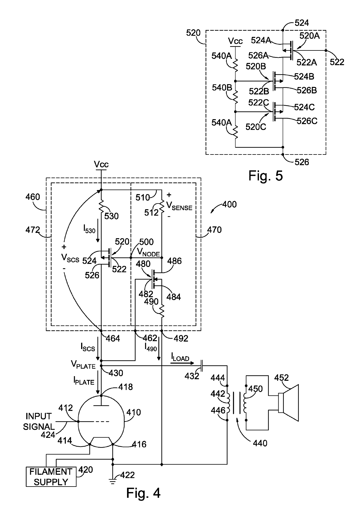 Steered current source for single-ended class-A amplifier