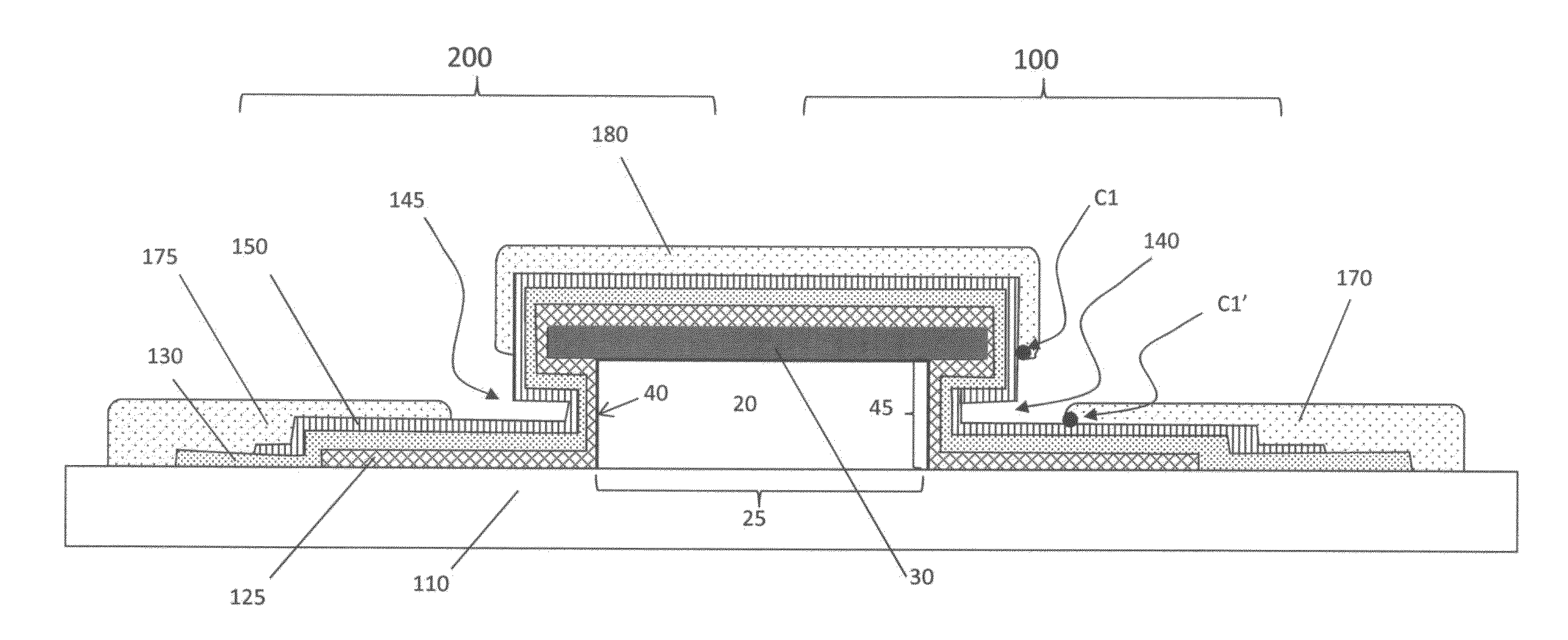 Vertically spaced electrode structure