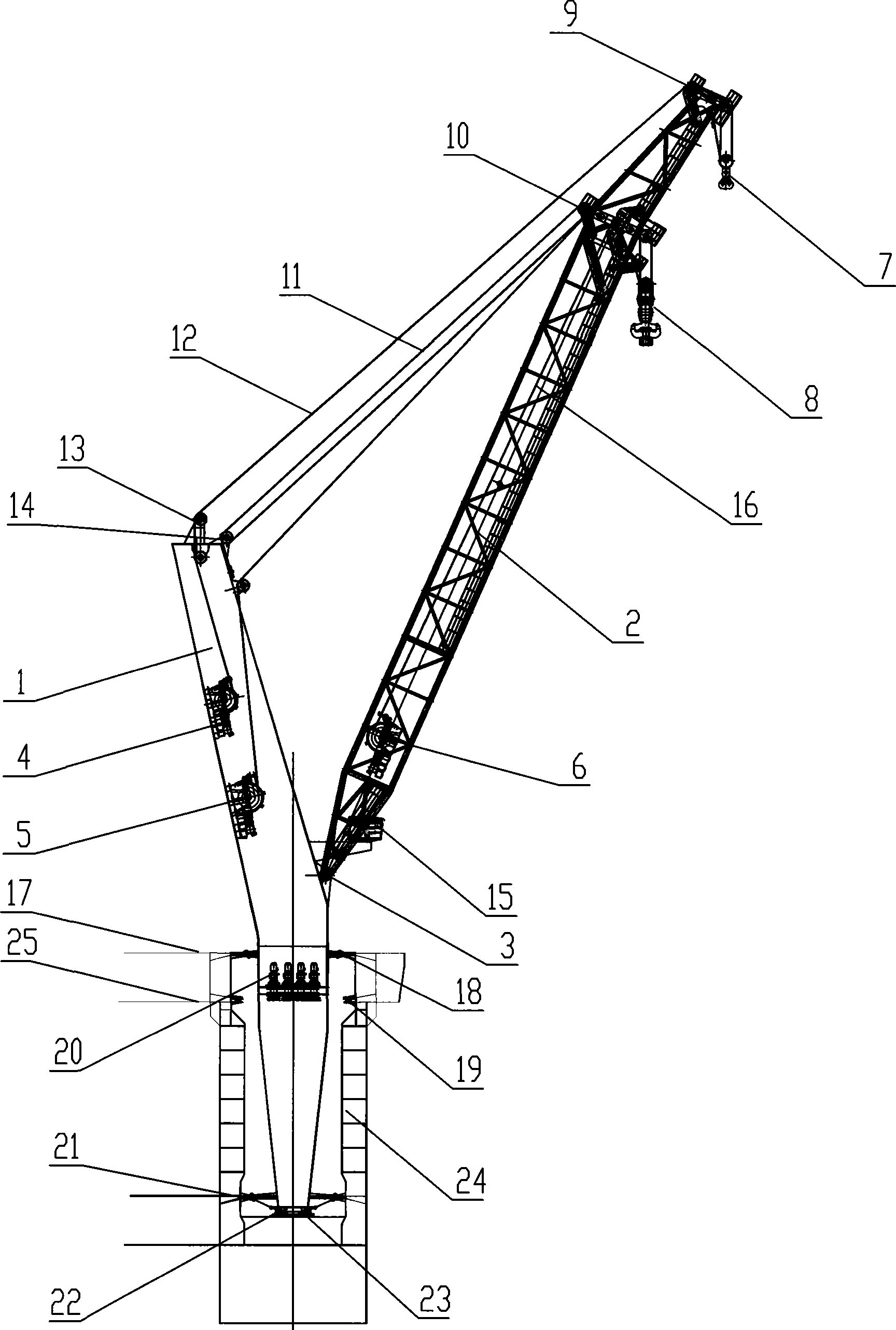 Large-scale full-turning offshore platform crane