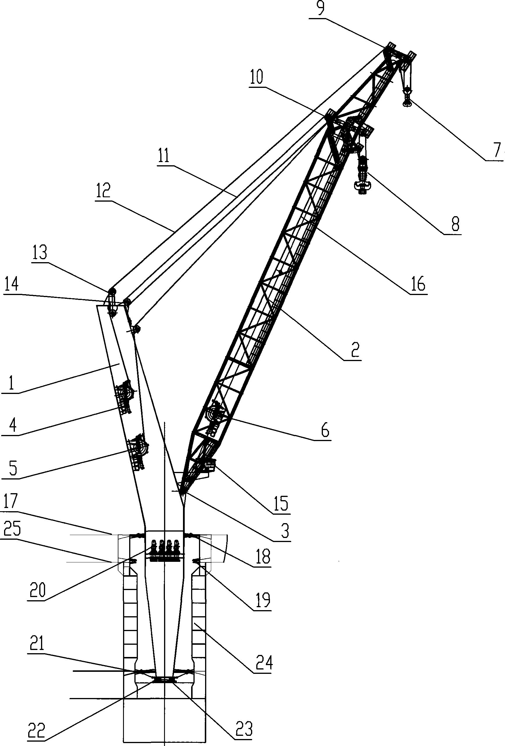 Large-scale full-turning offshore platform crane