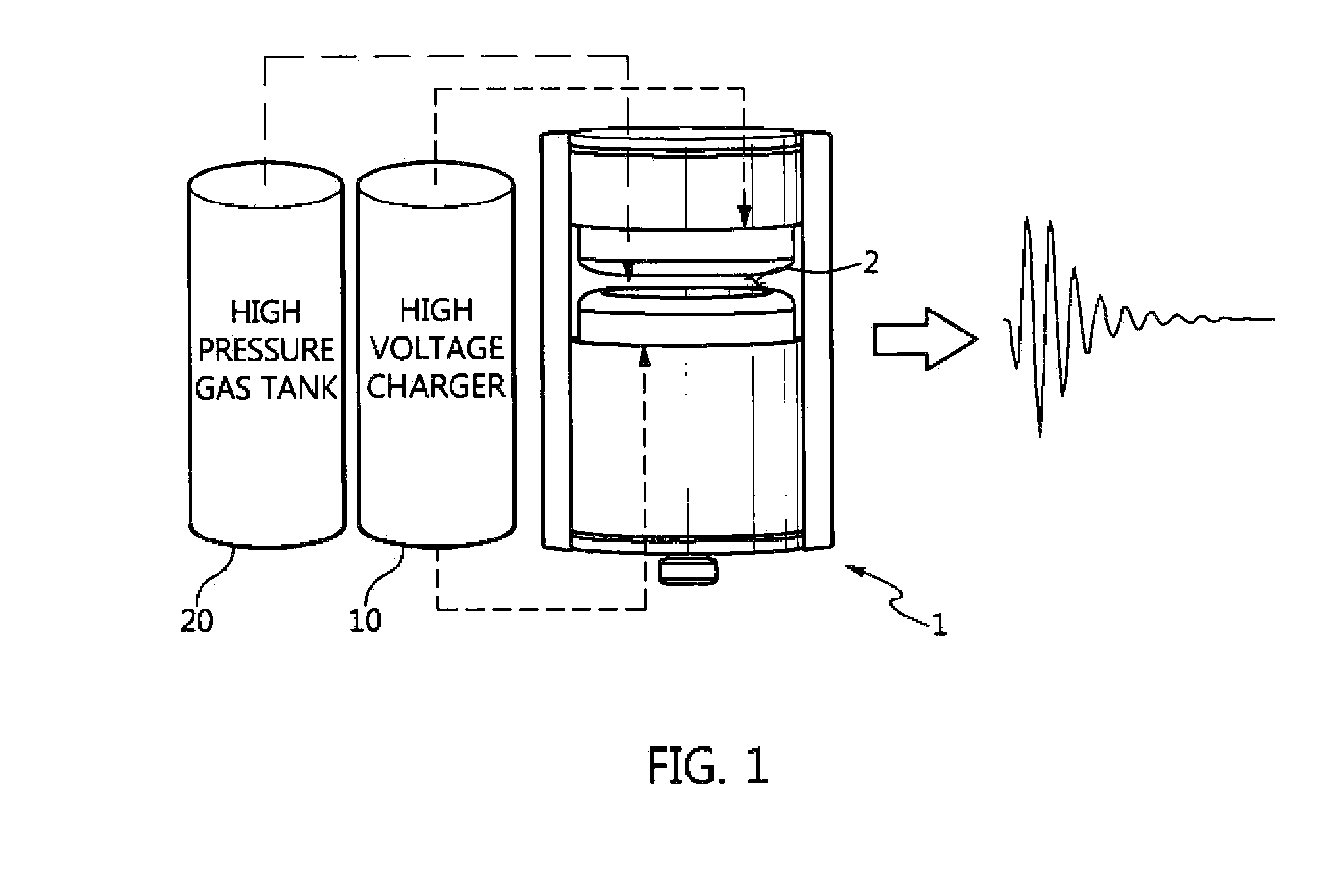 Microwave pulse generator with variable frequency emission