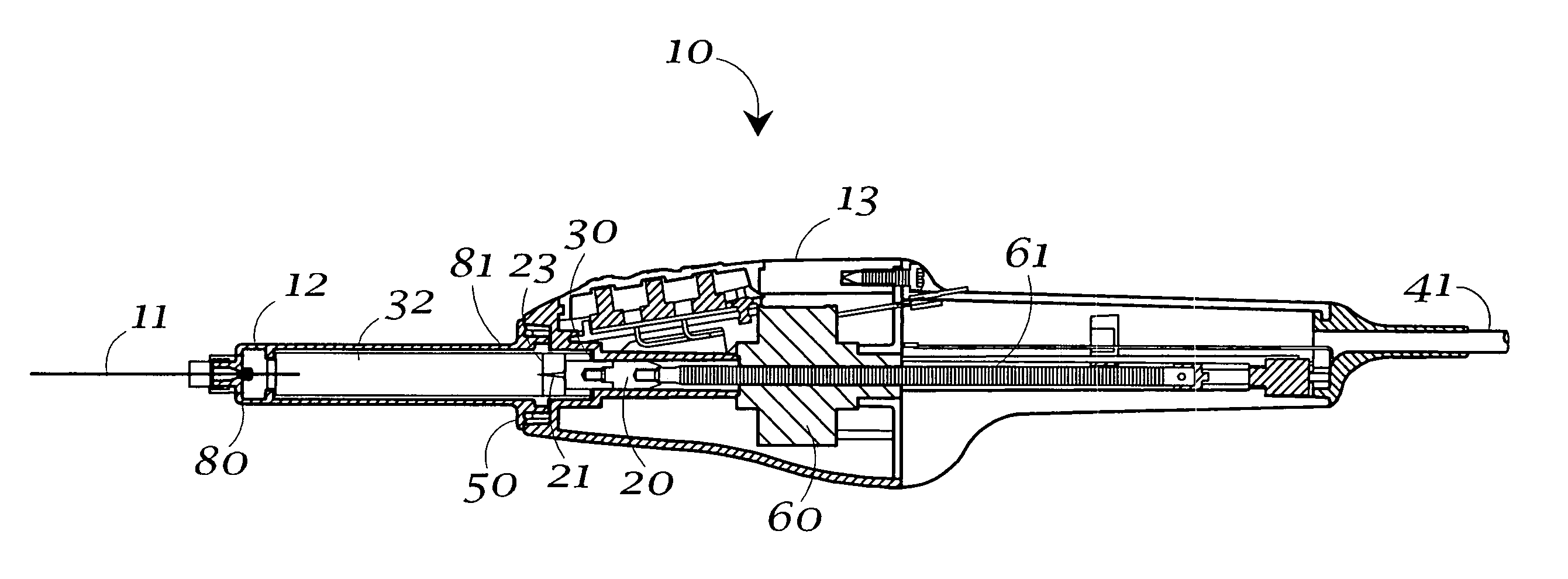 Fluid material dispensing syringe