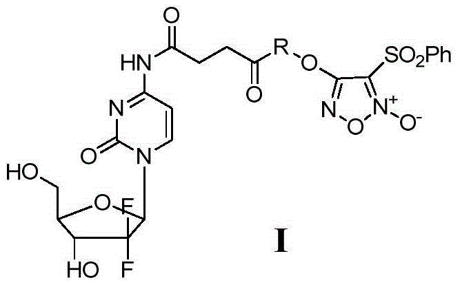 Benzenesulfonyl furazan modified gemcitabine derivative and preparation method and use thereof