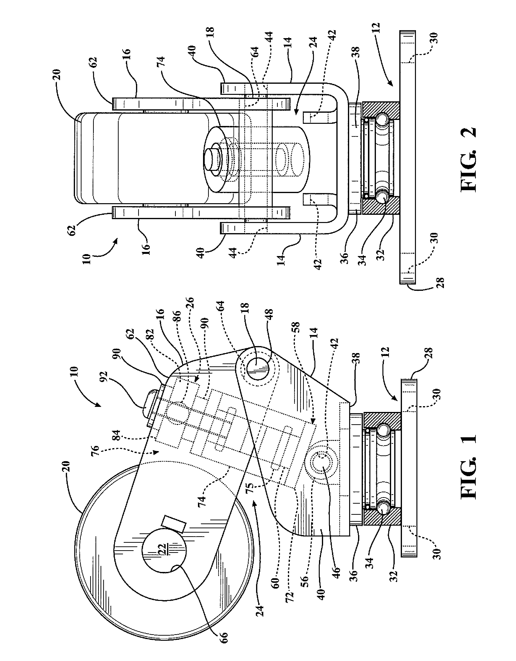 Vertically adjustable caster wheel apparatus