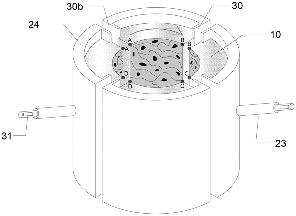 Internal-tangent external-resistance type barrel-shaped structural plane shearing instrument combined with 3D printing technology