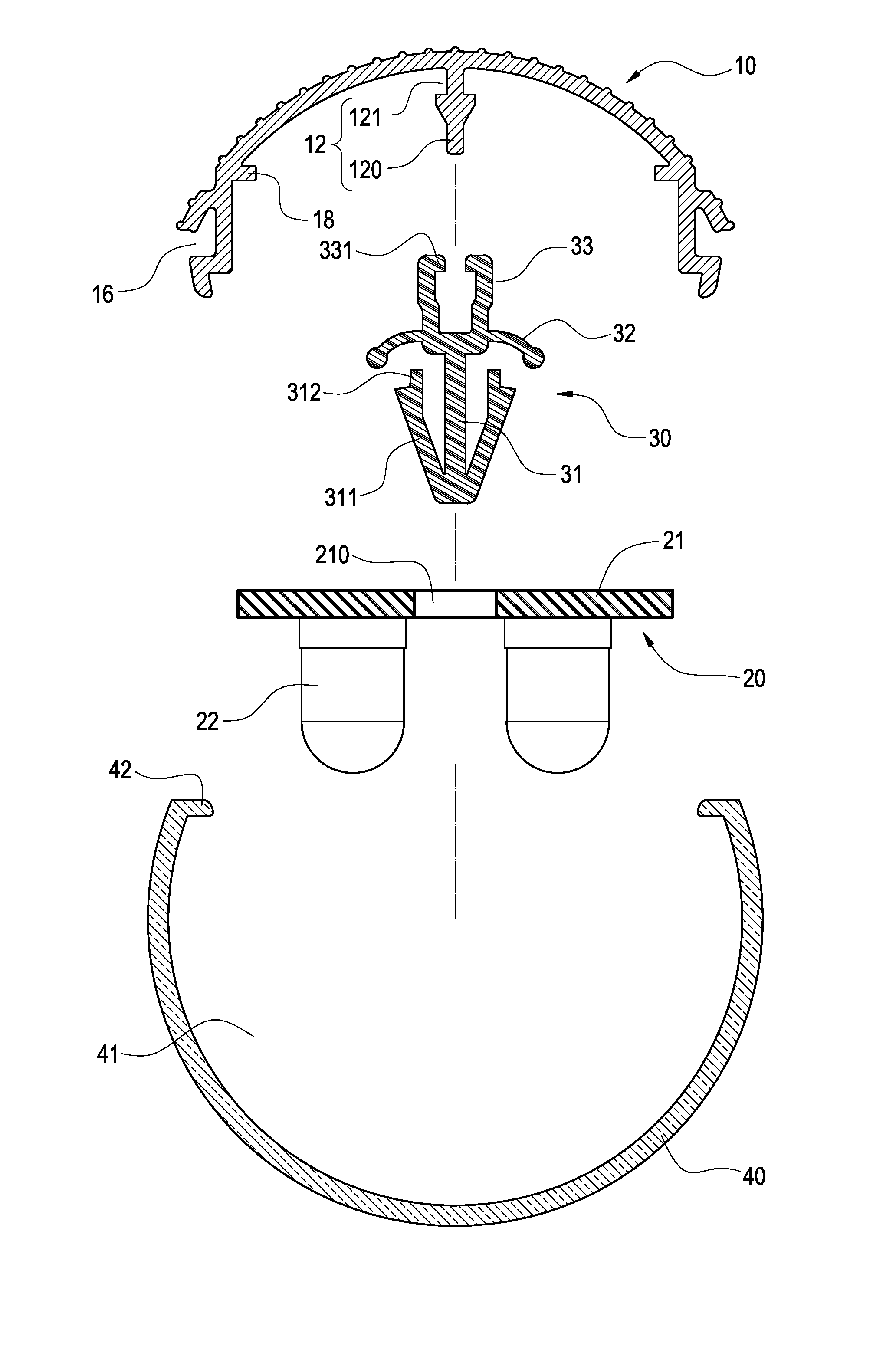 Assembly structure for LED lamp