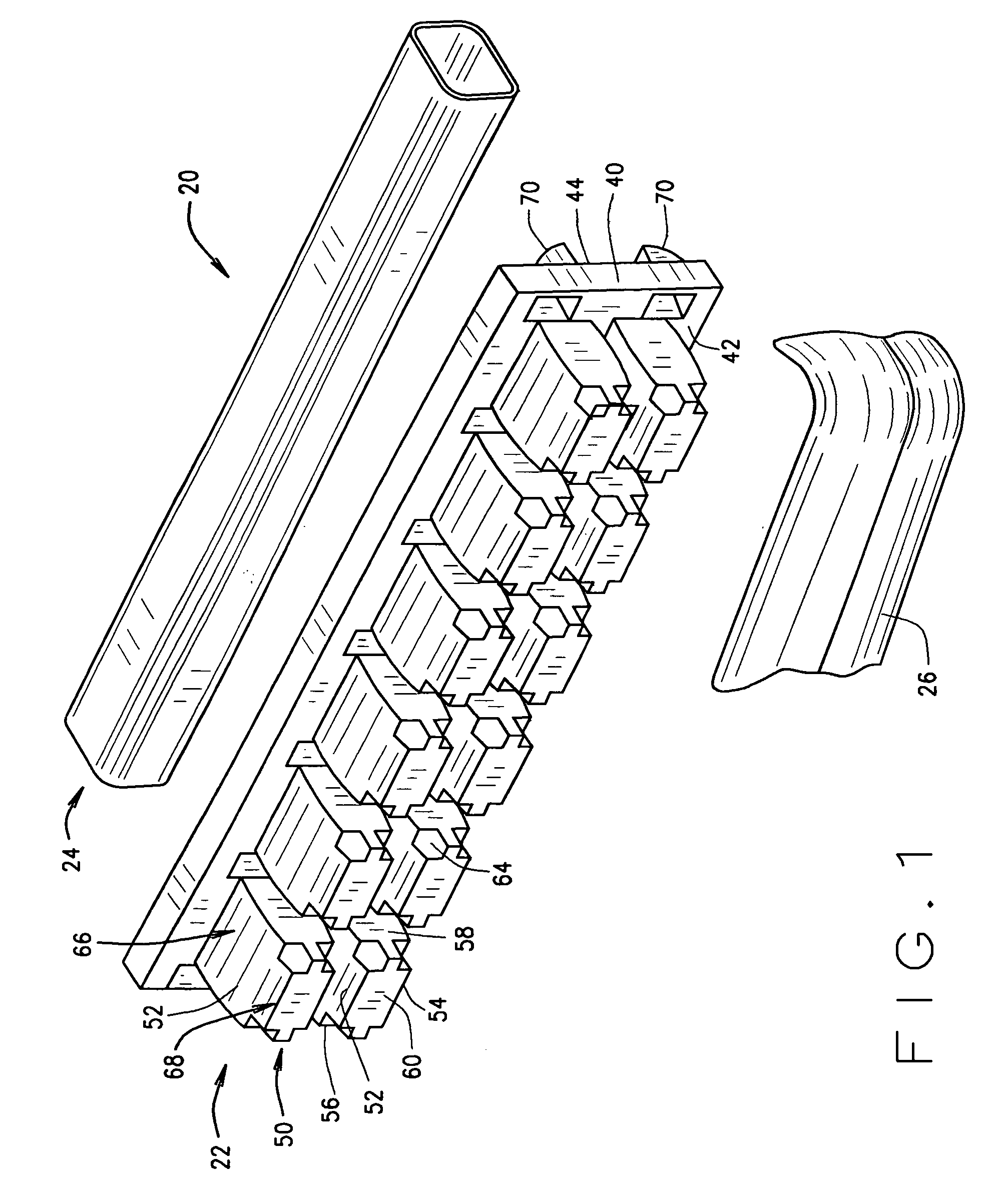 Bumper assembly including energy absorber with vertical translation crush lobes