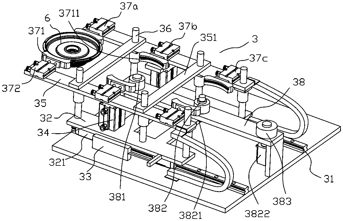 Electric vehicle motor end cap pressure bearing feeding and glue applying integrated machine