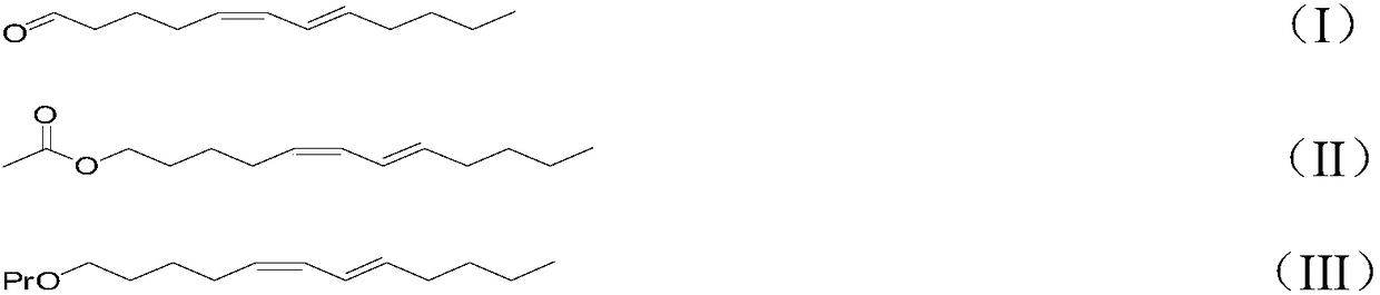 Synthetic method for attractant component namely cis,trans-5,7-dodecadiene derivative in Dendrolimus sex pheromone