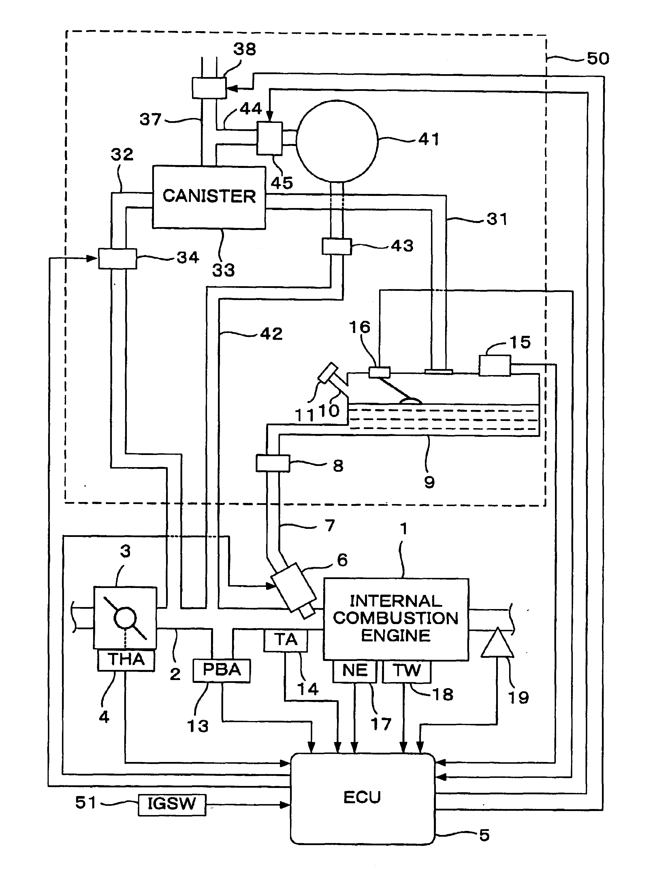 Failure diagnosis apparatus for evaporative fuel processing system