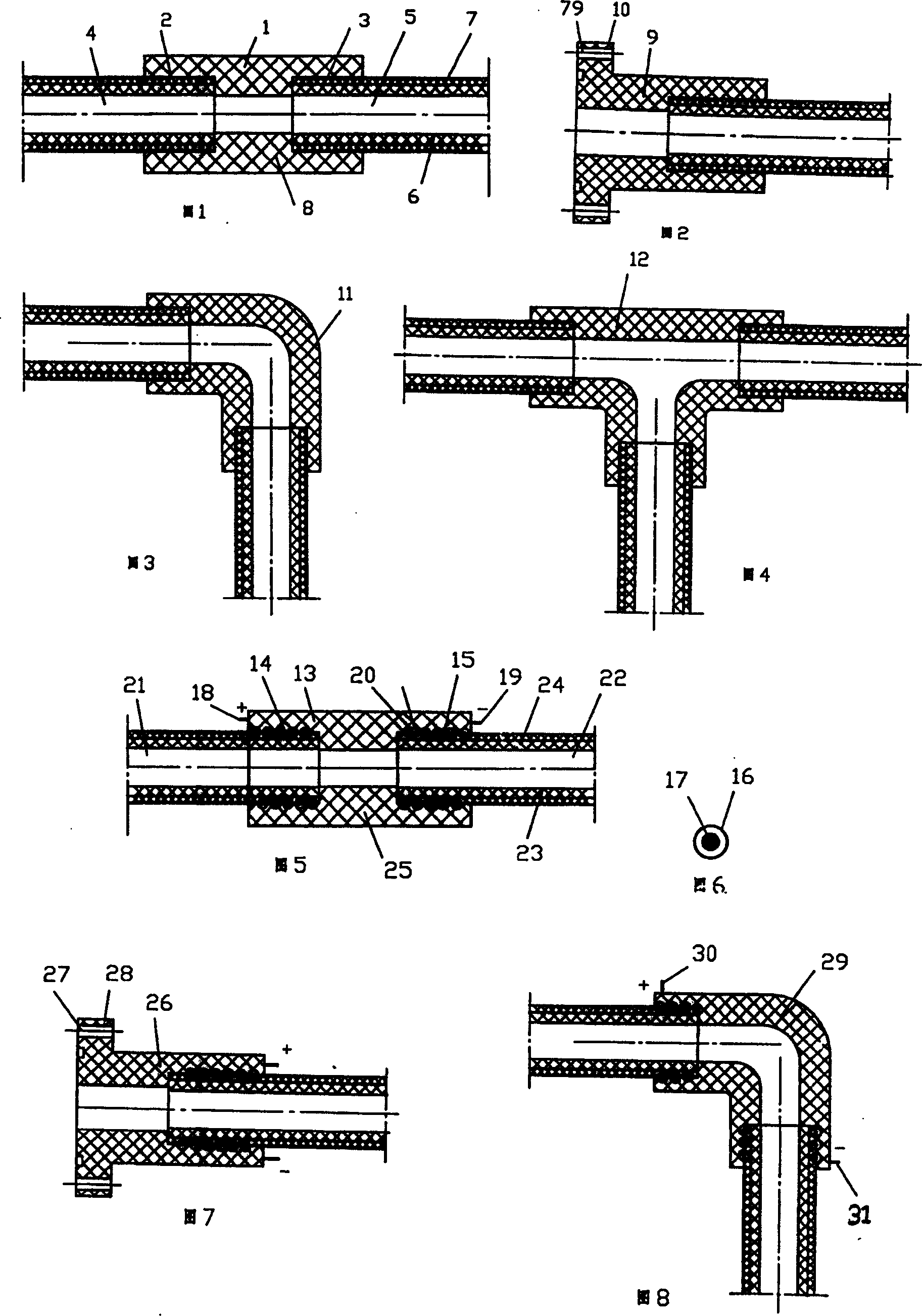 Plastic pipe network connected by pipe jointers made of refractory non-cross-linked poly ethylene