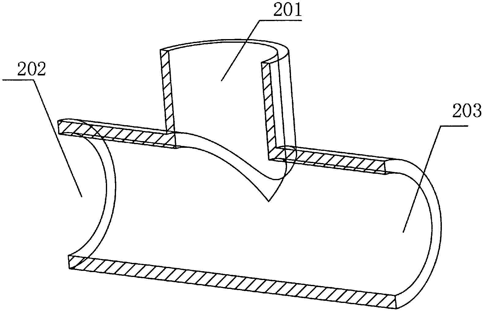 Gas flow-splitting/converging device with noise eliminating function used for compressor unit refrigerating system