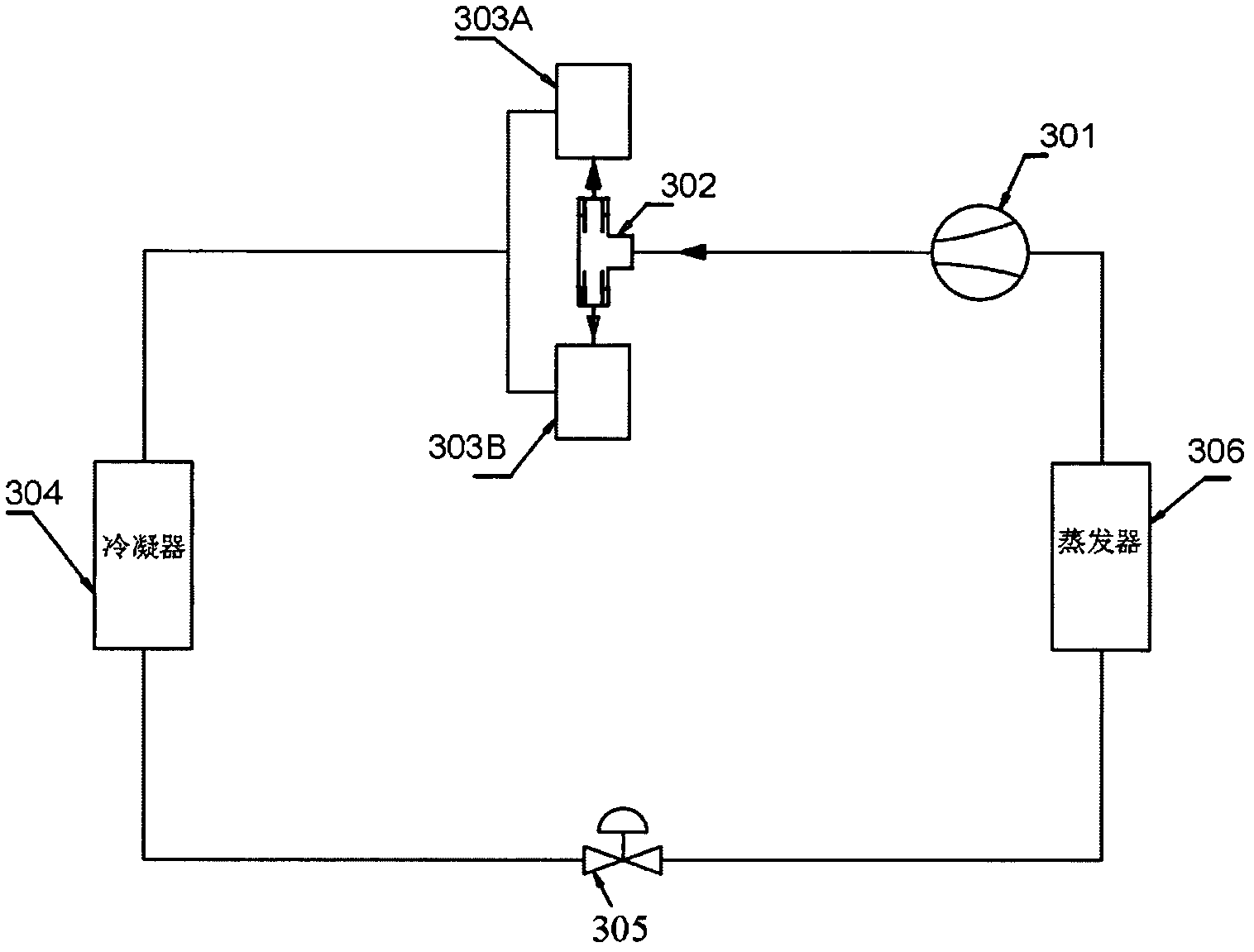 Gas flow-splitting/converging device with noise eliminating function used for compressor unit refrigerating system