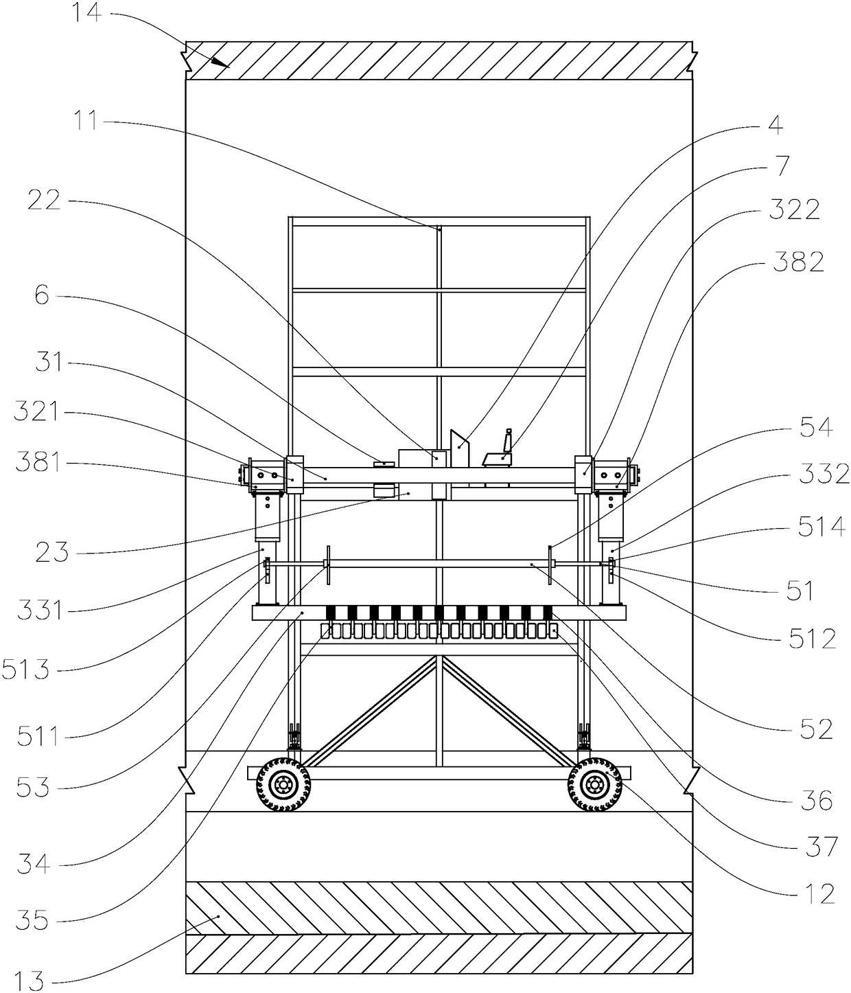 Tunnel waterproof material automatic laying and hanging construction trolley