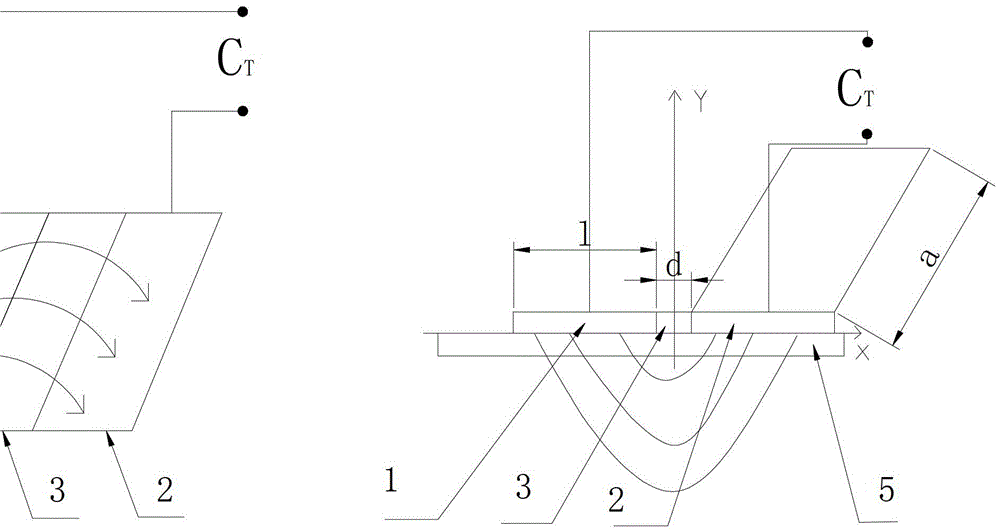 A non-conductive medium film thickness on-line detection device of a coplanar capacitive sensor