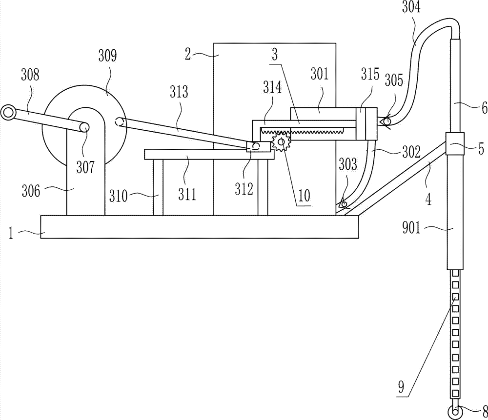 Precipitant solution spraying device for precipitating sewage of swimming pool